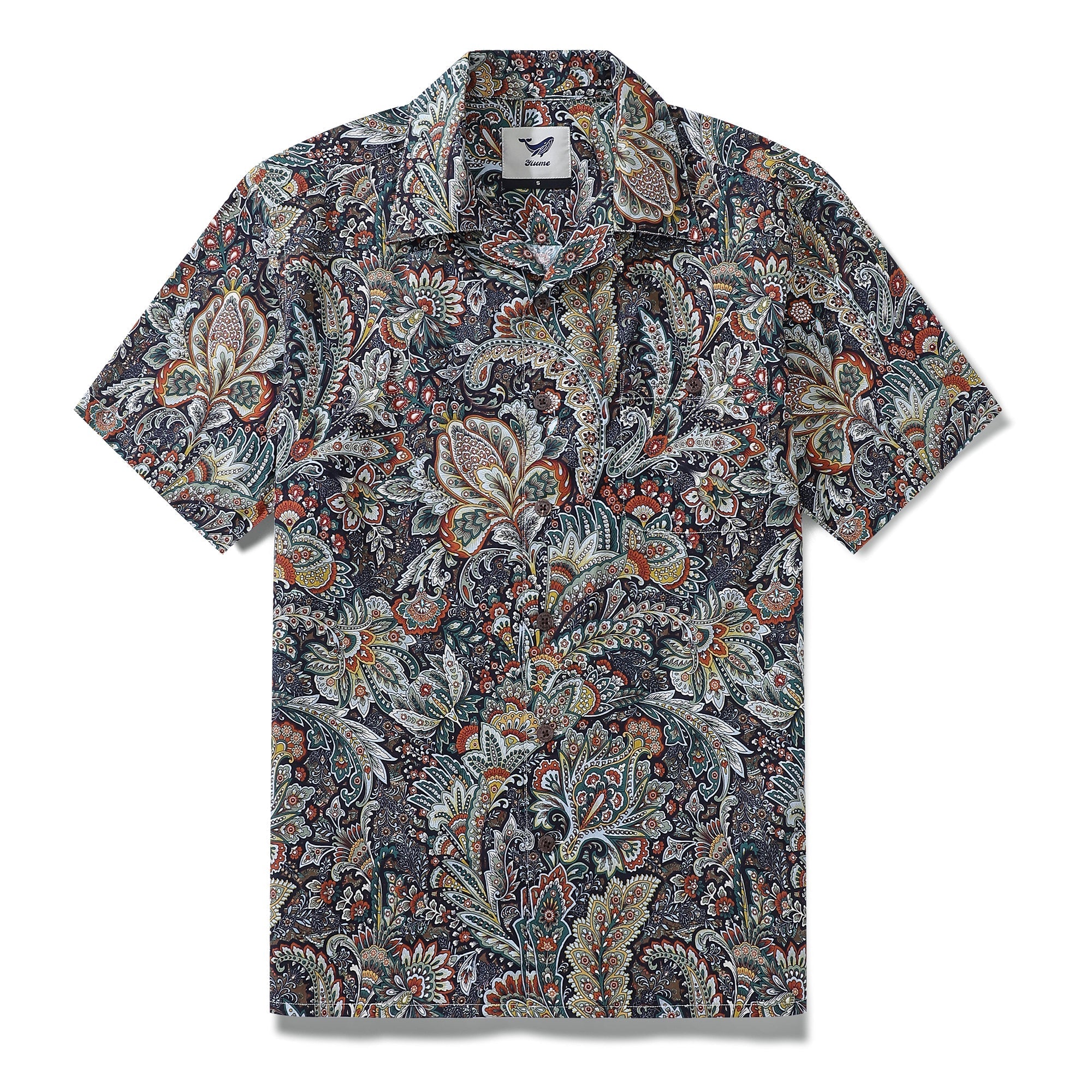 Hawaiian Shirt For Men Scrollwork Shirt Camp Collar 100% Cotton By Sylvia
