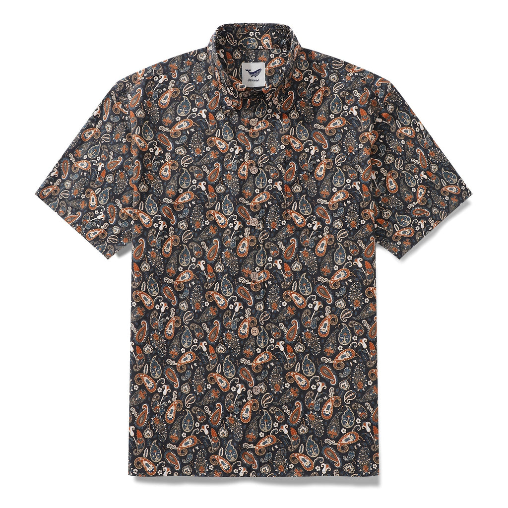 Men's Hawaiian Shirt Vintage Cotton Button-down Short Sleeve Aloha Shirt By Julia Madoka