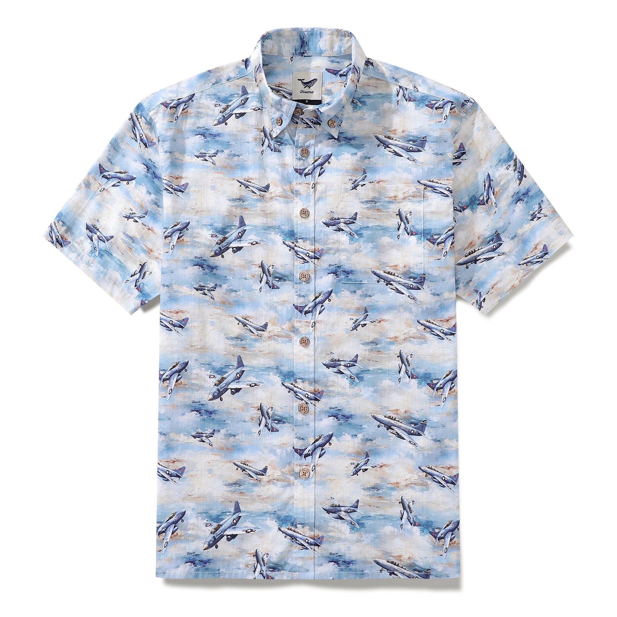 Men's Airplane Hawaiian Shirt Pioneering Pilots Print Cotton Short Sleeve Aloha Shirt By Amy
