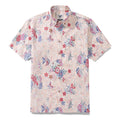 Men's Hawaiian Shirt Blossoms and Butterflies Print Cotton Button-down Short Sleeve Aloha Shirt By Amy
