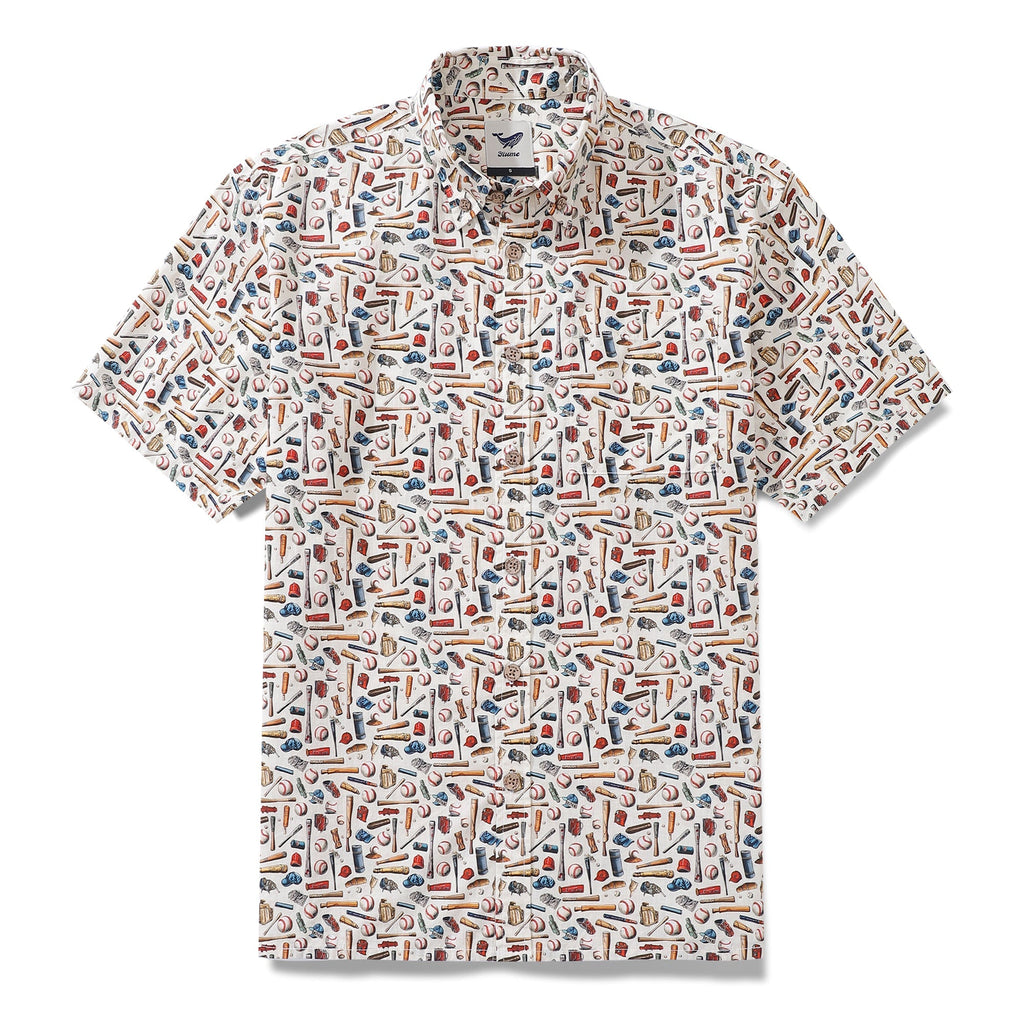 Men's Hawaiian Shirt Field of Dreams Print Cotton Button-down Short Sleeve Aloha Shirt By Amy