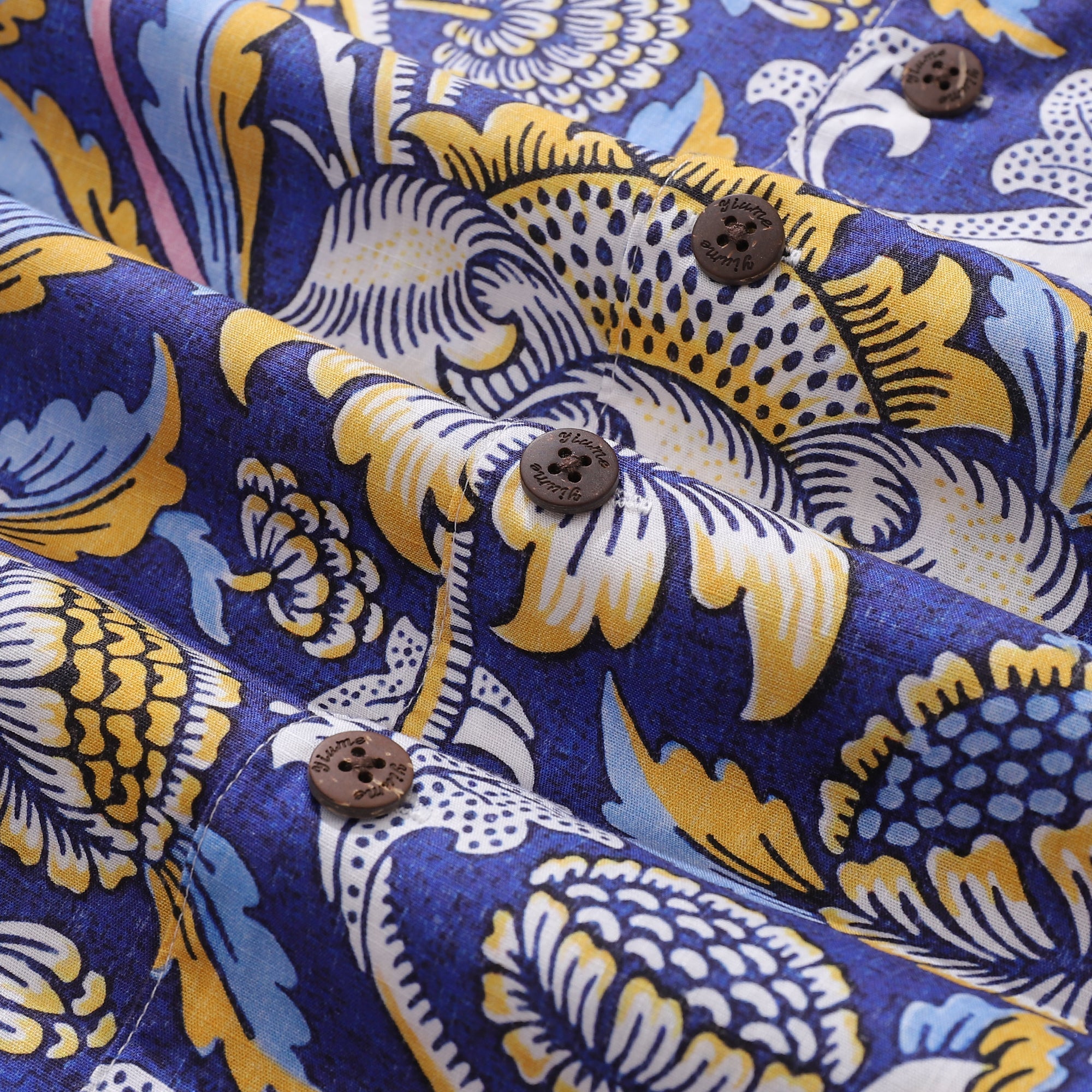 Hawaiian Shirt For Men Azure Garden Print Shirt Camp Collar 100% Cotton By Cigar