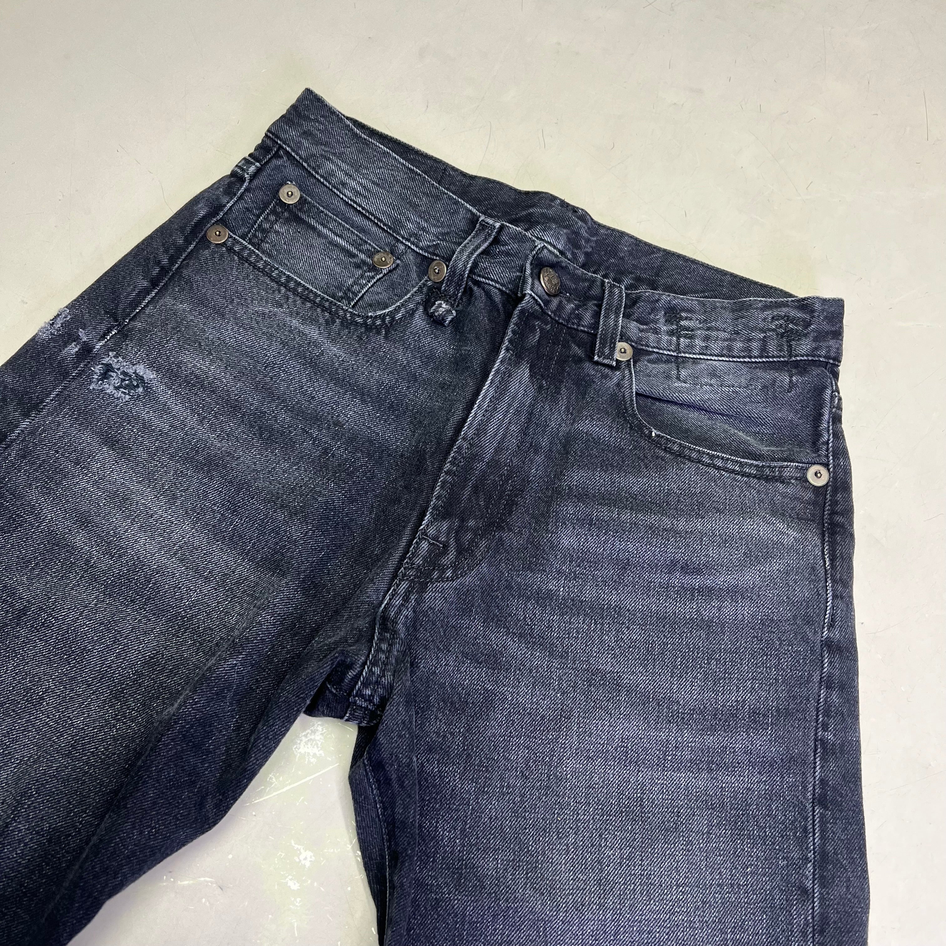 R13 Relaxed Distressed Boyfriend Jeans Made In Italy Women's Sz 24 Jake Black
