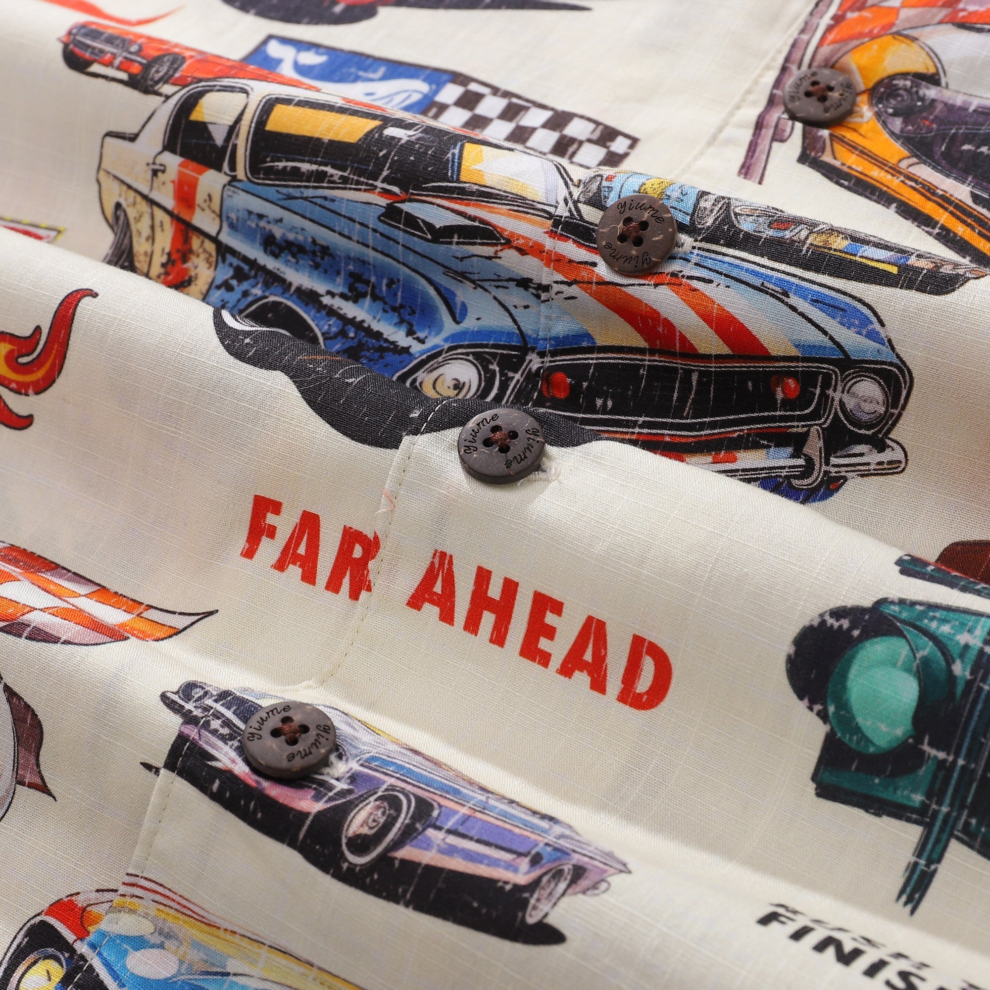 Hawaiian Shirt For Men Racing Flames Print Shirt Camp Collar 100% Cotton By Sun