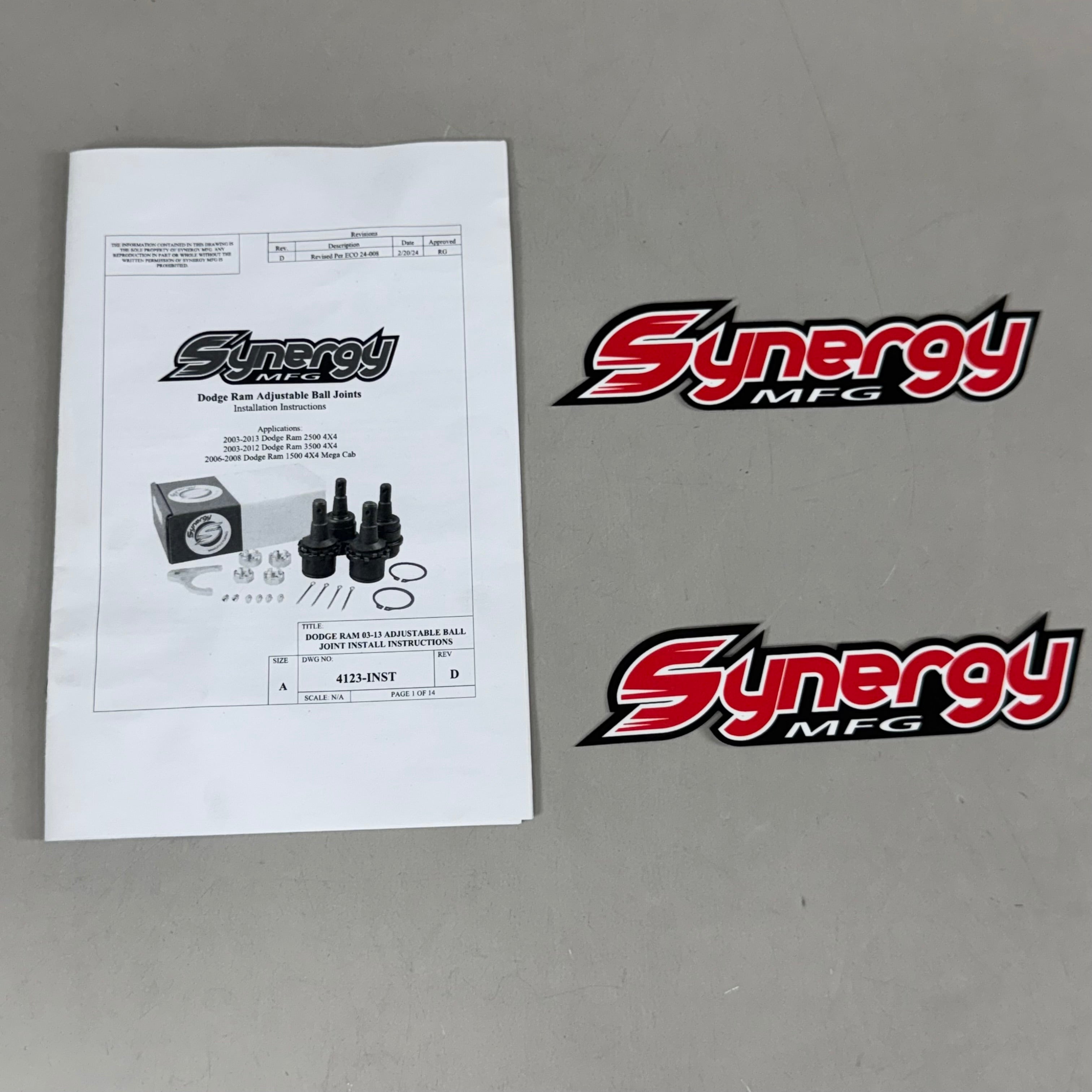 SYNERGY MFG Dodge Ram Adjustable Ball Joints Kit Black 4123-INST