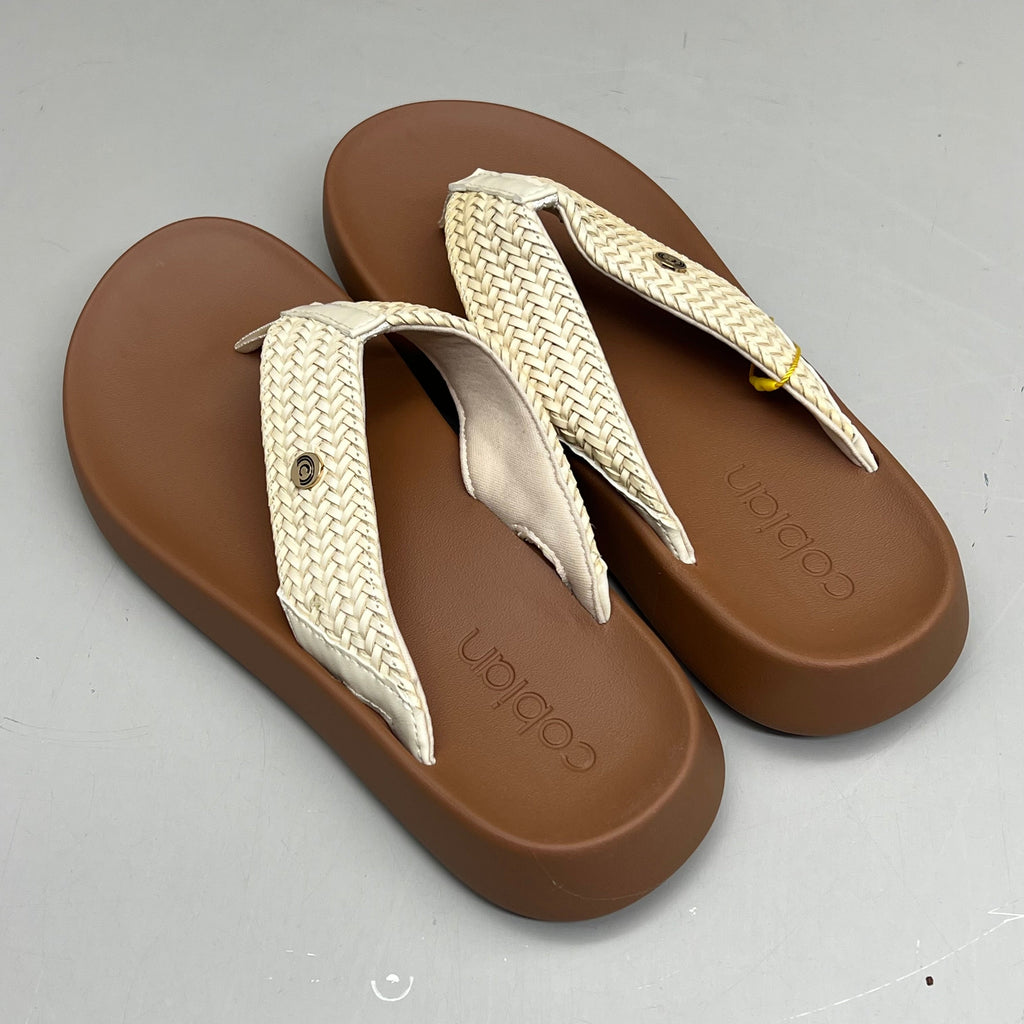 COBIAN Palmilla Braided Synthetic Leather Strap Women's Sz 10 EU 41 Cream PAL25-110-10