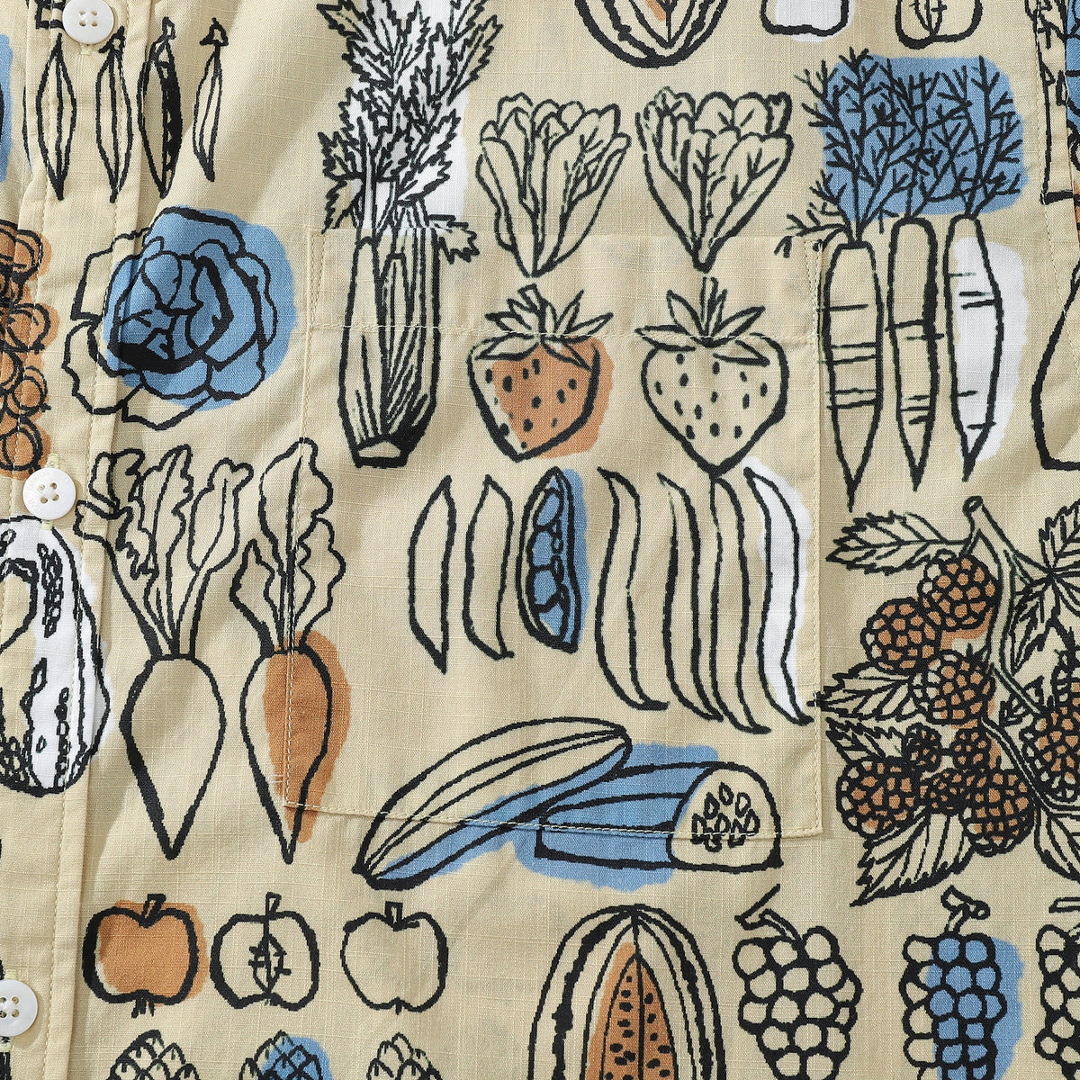 1980s Vintage Hawaiian Shirts for Men Vegetable and Fruit Print Short Sleeve Shirt By Evan