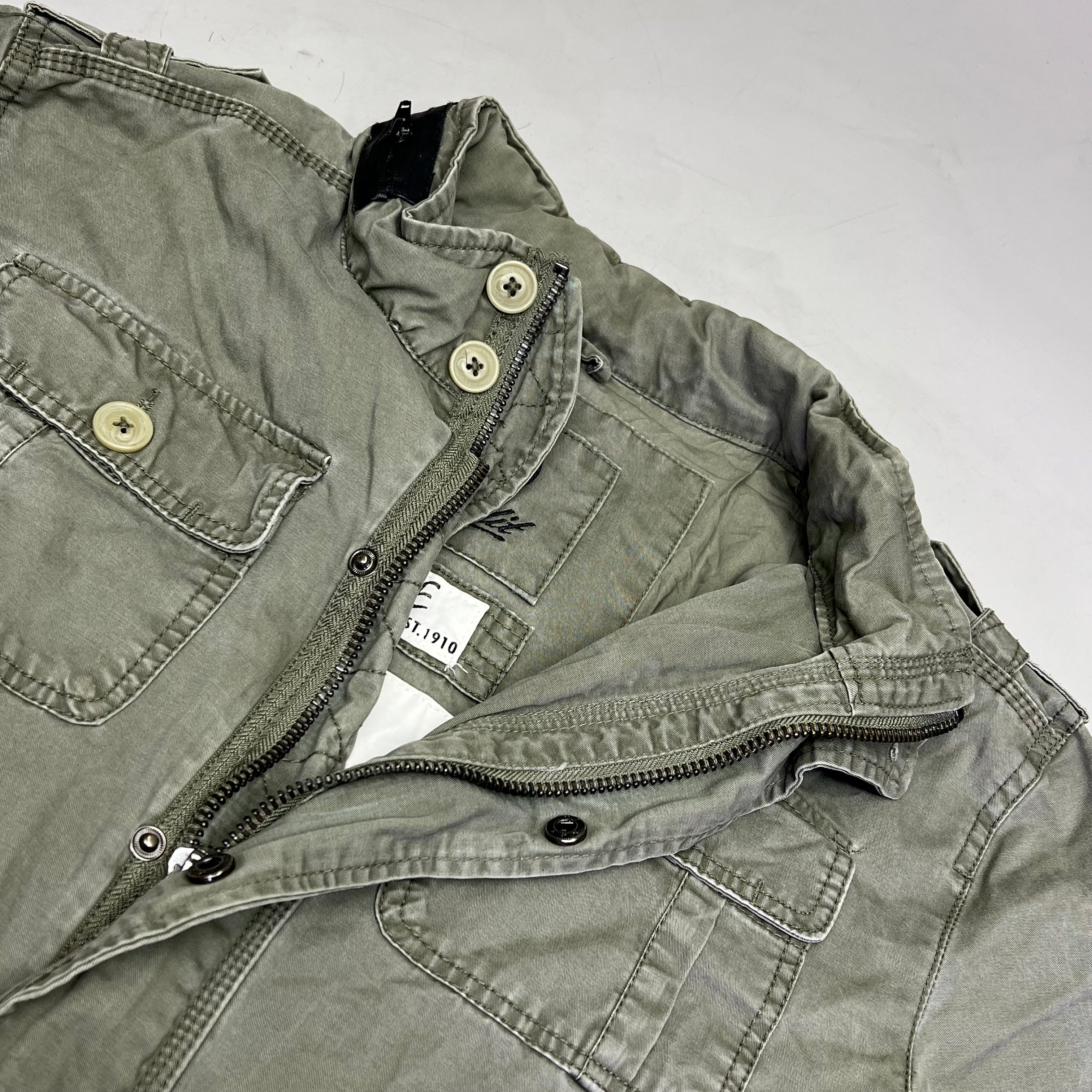 BRANDIT Military Jacket Vintage Cotton Inside & Out Men's Sz M Vintage Green