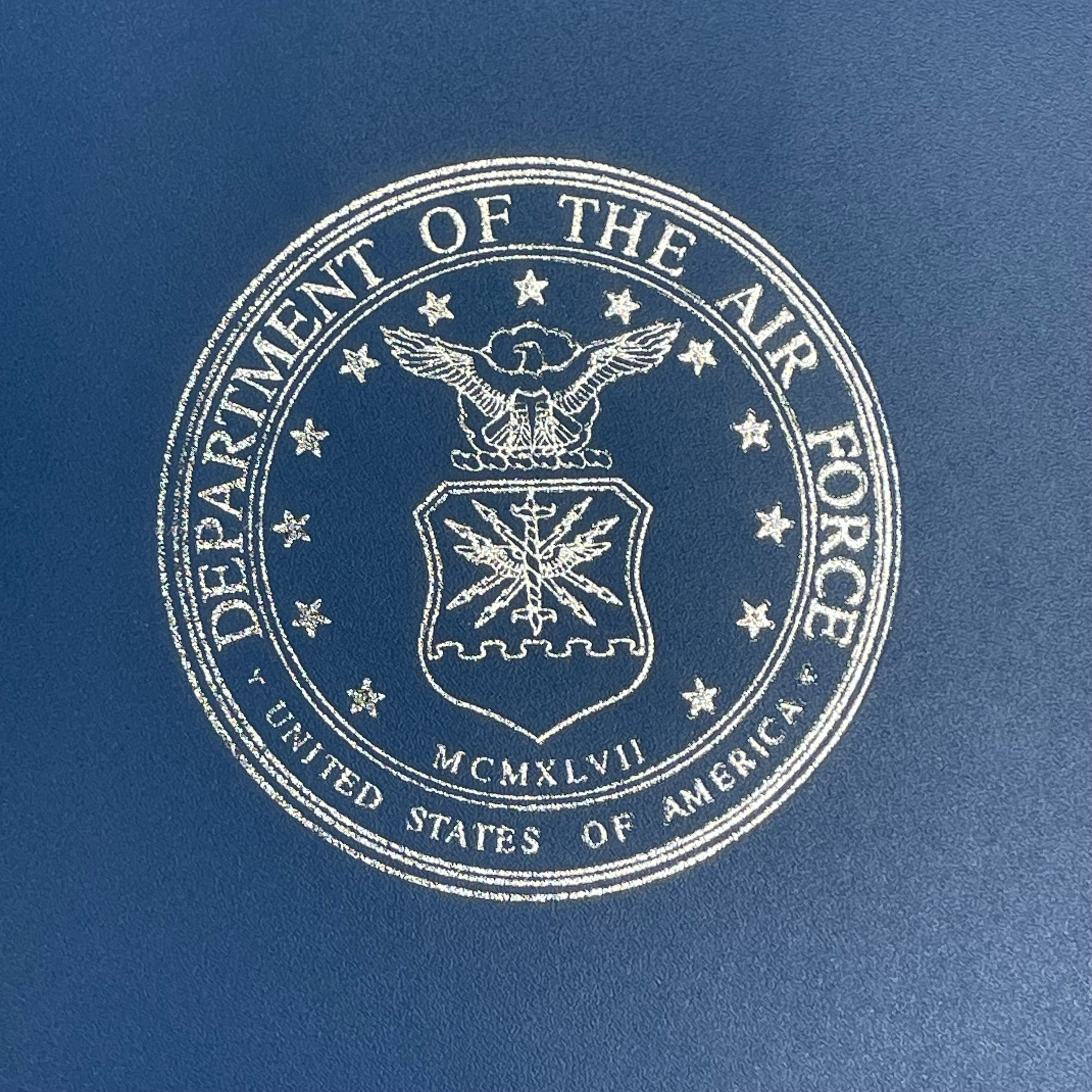 SKILCRAFT Air Force Award Certificate Binder Blue w/ Silver USAF Seal 12011