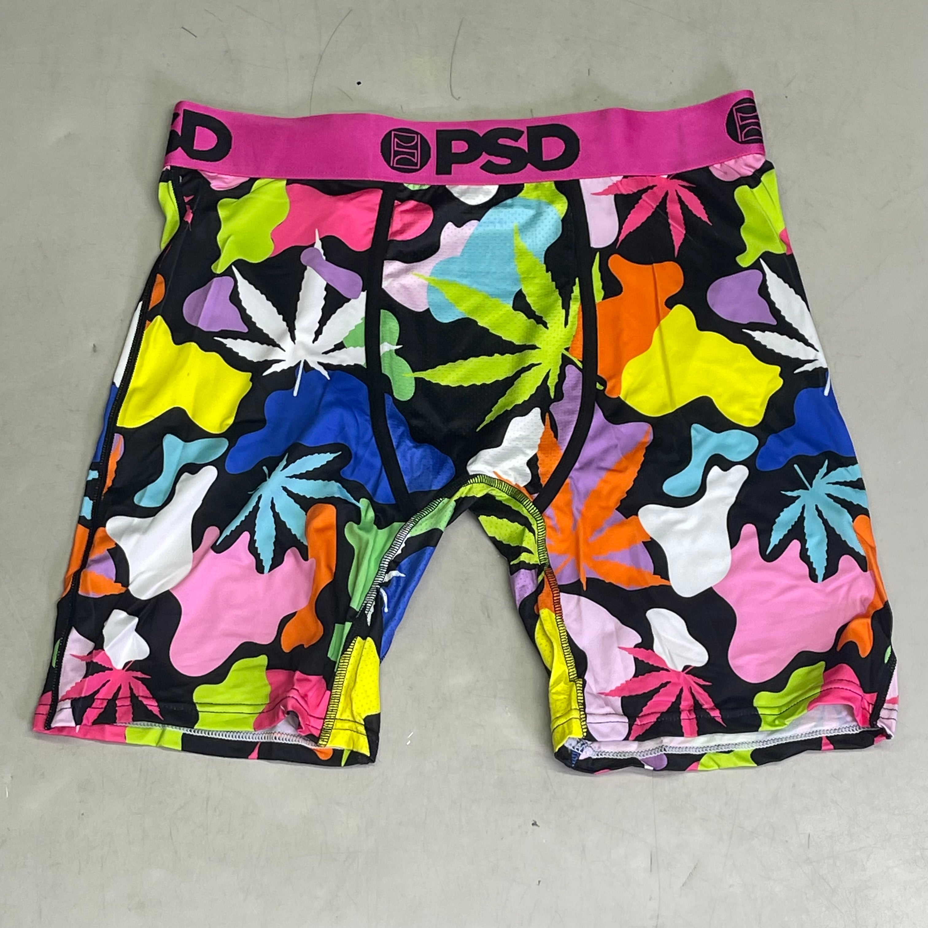 PSD (3 PACK) Neon Cannabis Men's Boxer Briefs Large NEON CANNABIS
