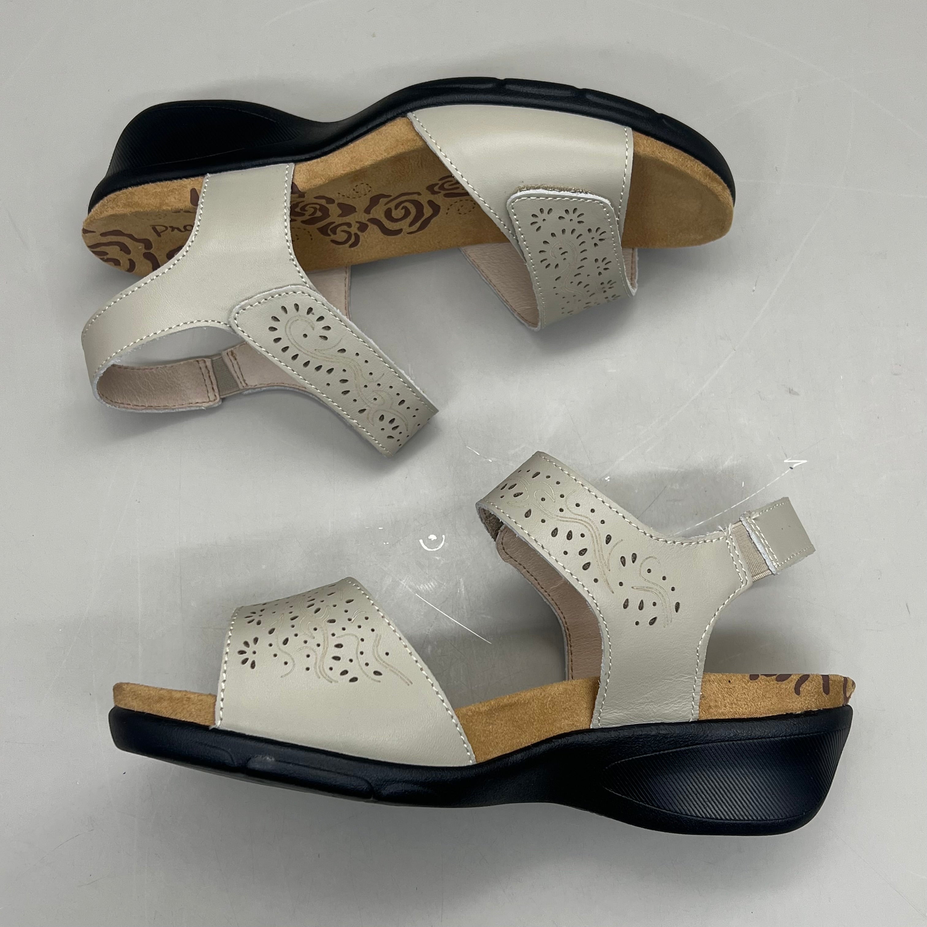 PROPET Wanda Sandal w/Wedge Heel Design Womens Sz 7.5 XX WIDE (4E) Cream WSX203L