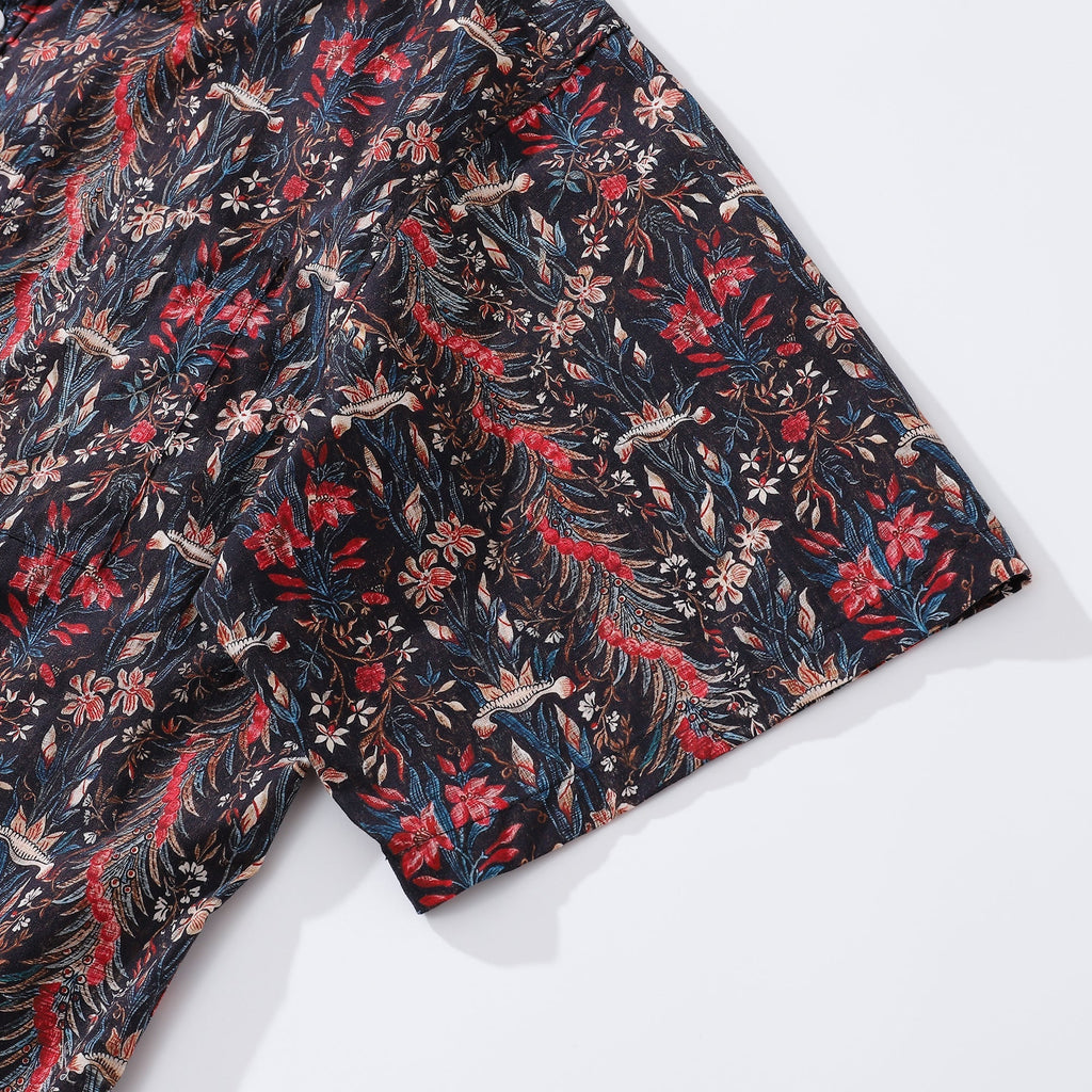 Men's Hawaiian Shirt The Genus Iris Print Cotton Button-down Short Sleeve Aloha Shirt By Amy