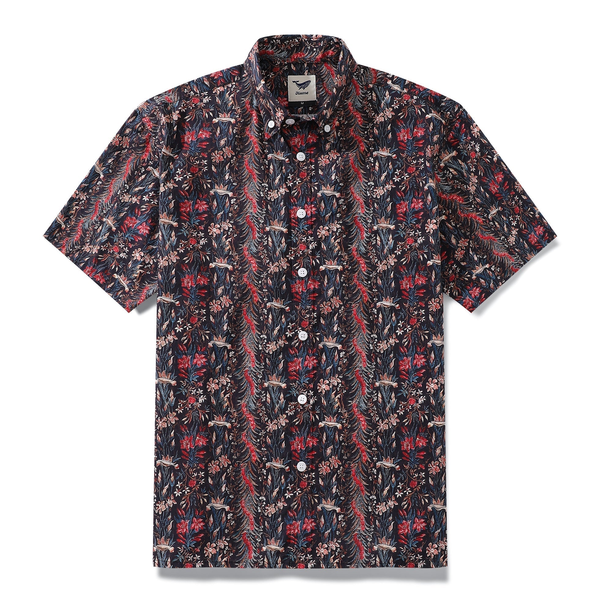 Men's Hawaiian Shirt The Genus Iris Print Cotton Button-down Short Sleeve Aloha Shirt By Amy