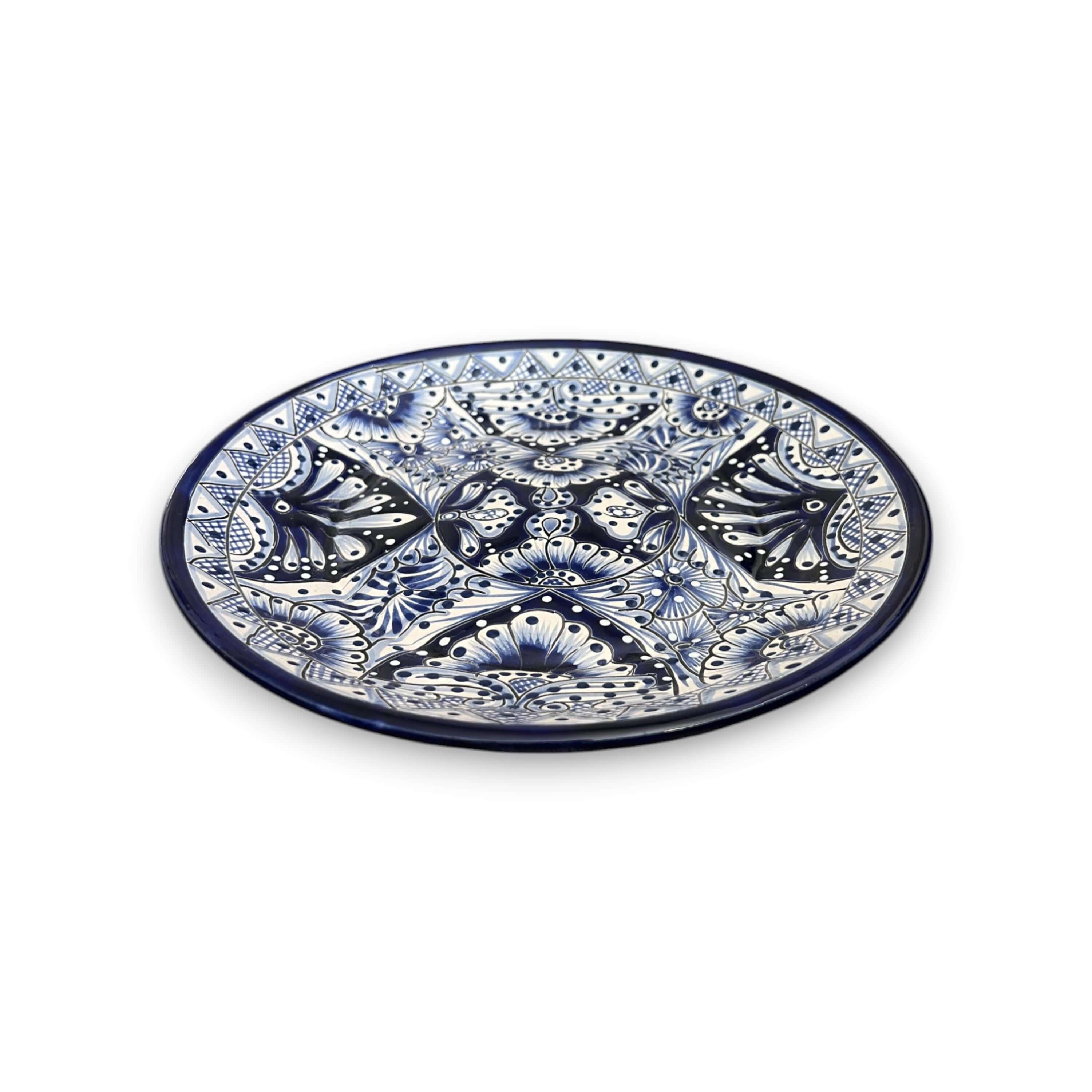 11.5" Talavera Blue & White Dinner Plate | Mexican Dinnerware