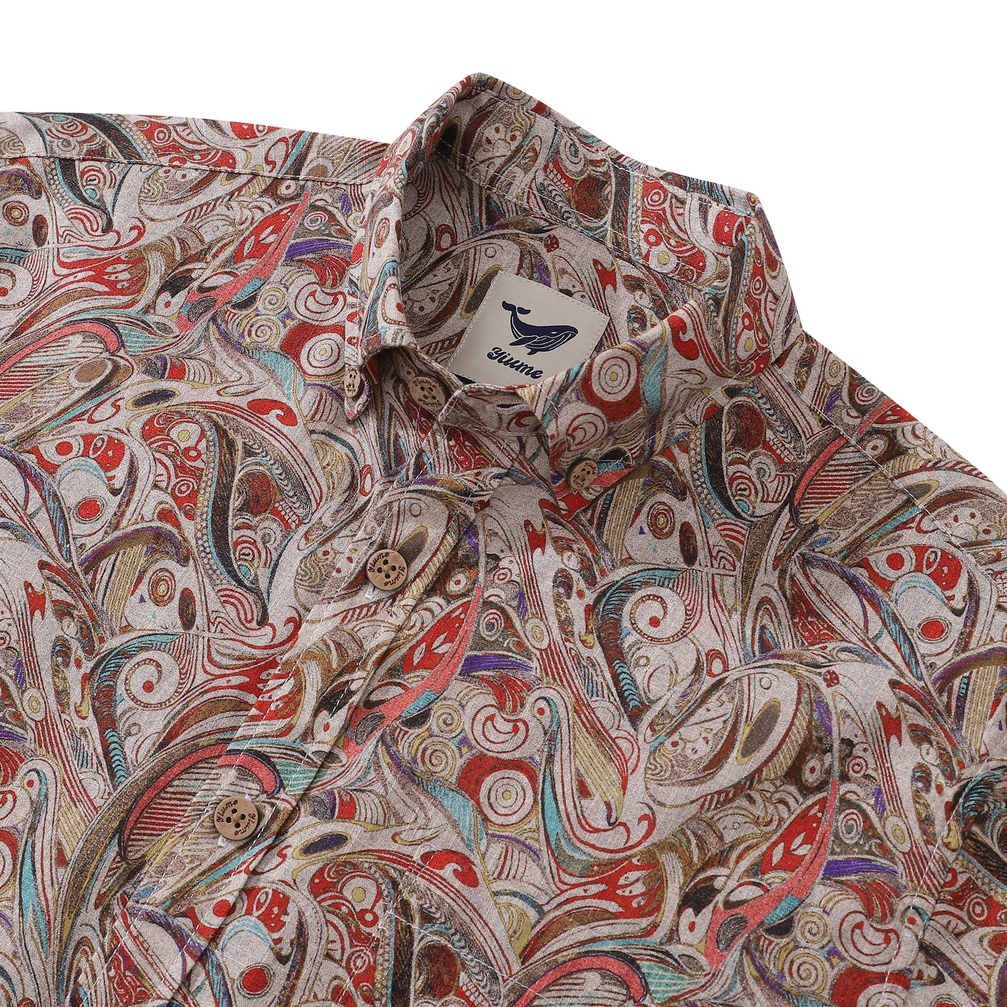 Men's Hawaiian Shirt Geometry of Tradition Cotton Button-down Long Sleeve Aloha Shirt By Cigar