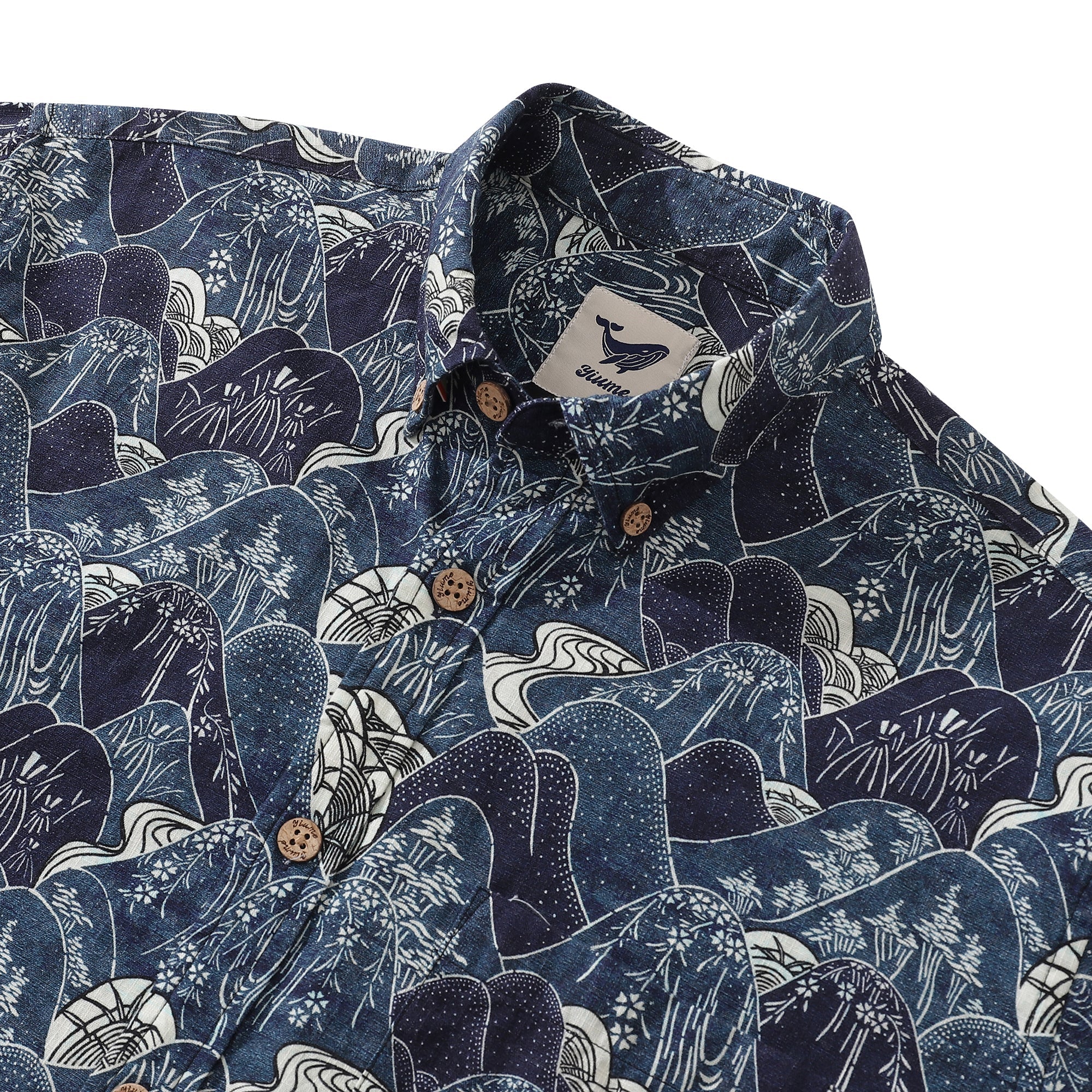 Men's Hawaiian Shirt Serenity Falls Cotton Button-down Long Sleeve Aloha Shirt By Cigar