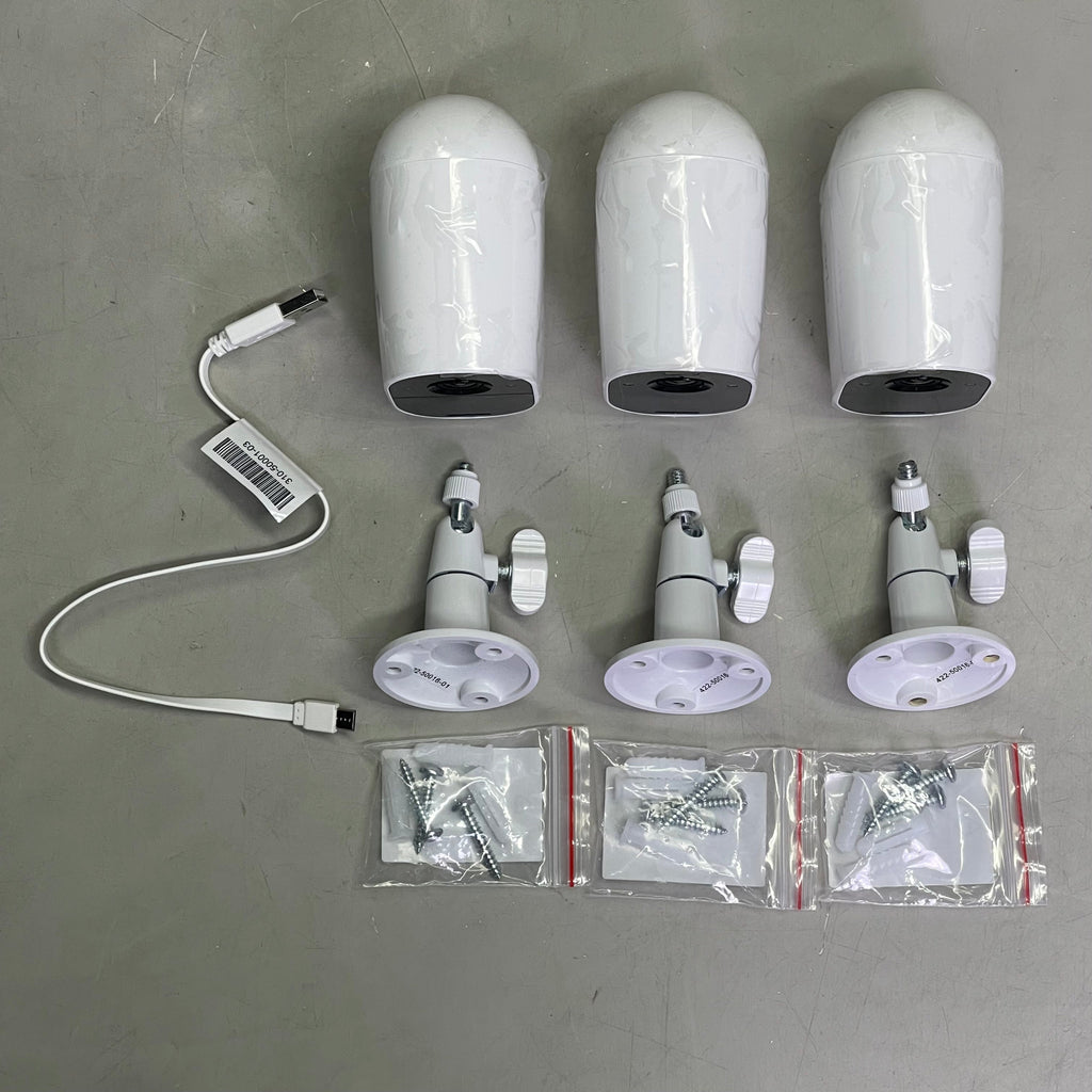 ARLO (3 PACK) Essential Wire-Free Spotlight Security Cameras 130° FOV White VMC2330W-100NAS (Pre-Owned)