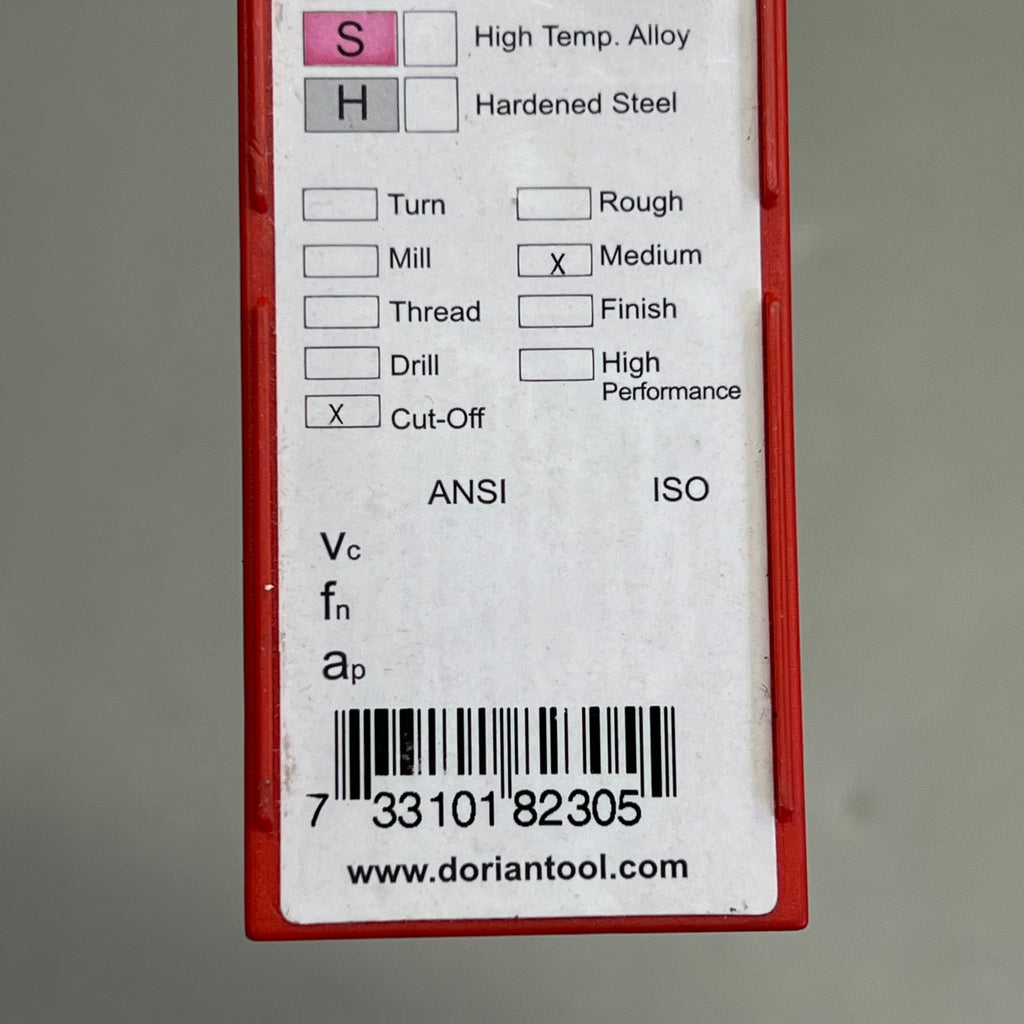 DORIAN TOOL Carbide Cutting Inserts Steel/Stainless Steel 2.4mm W SGTN-2.4-DP25