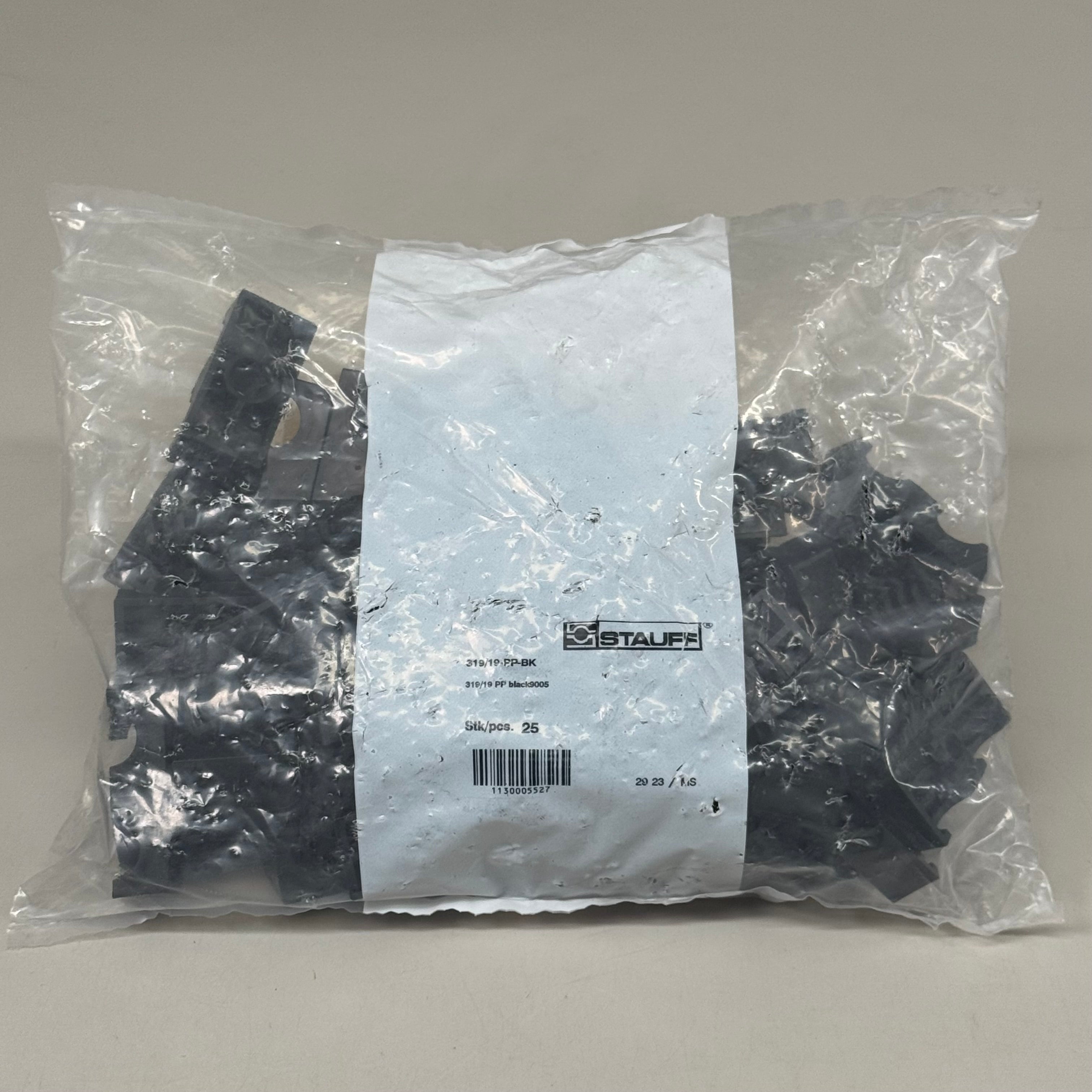 STAUFF (25 PACK) Clamp Body Sz 3D O19mm Twin Series Polypropylene 319/19-PP-BK