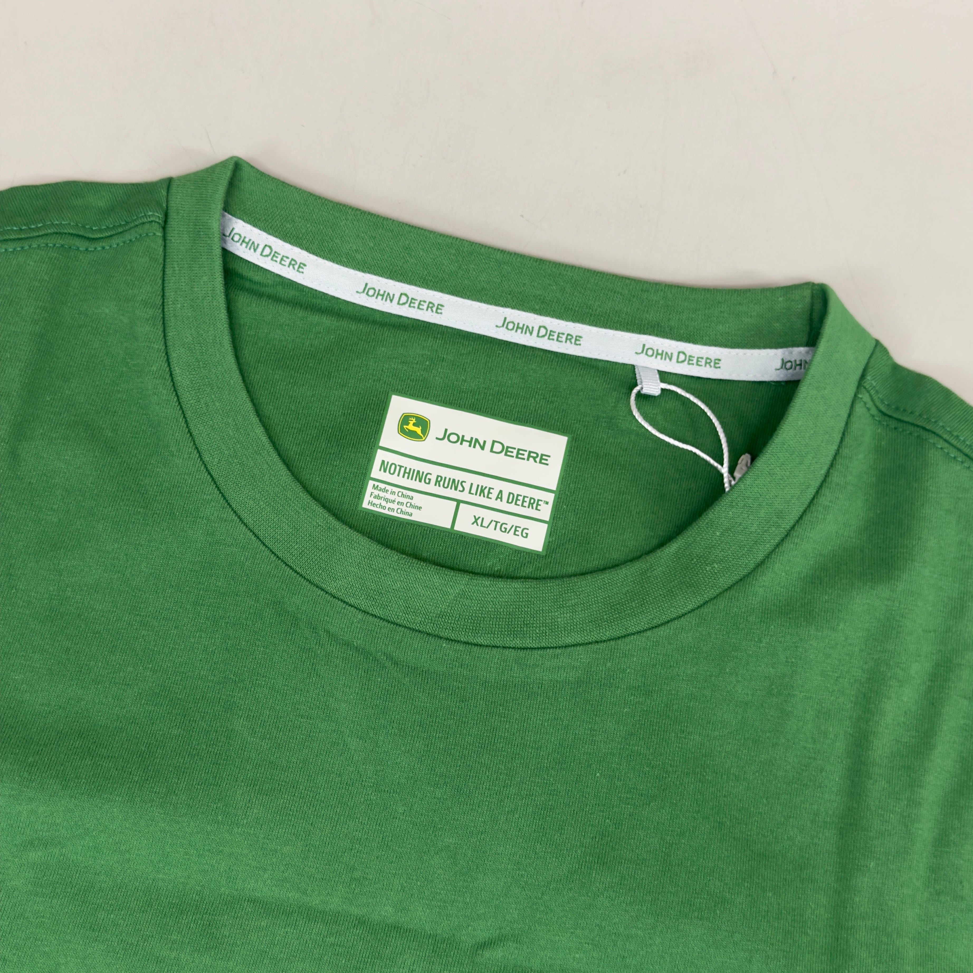 JOHN DEERE Embroidered Logo Short Sleeve Tee Shirt Men's Sz XL Green 1896842