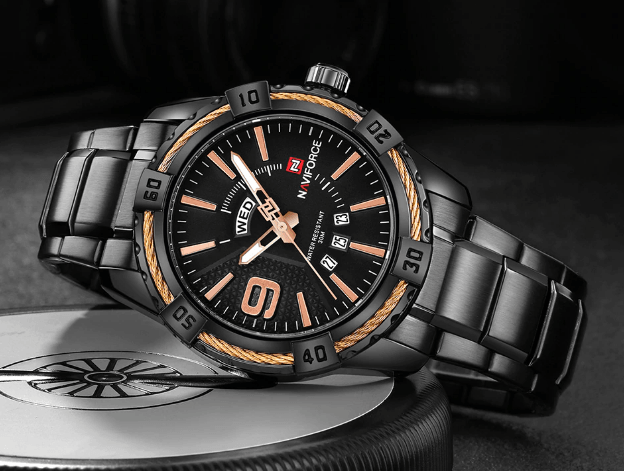 Men's  Luxury Stainless steal Waterproof Watch With Day And Date Display Unique Design Perfect Gift In Modern Metal Men  Wrist Watch Design