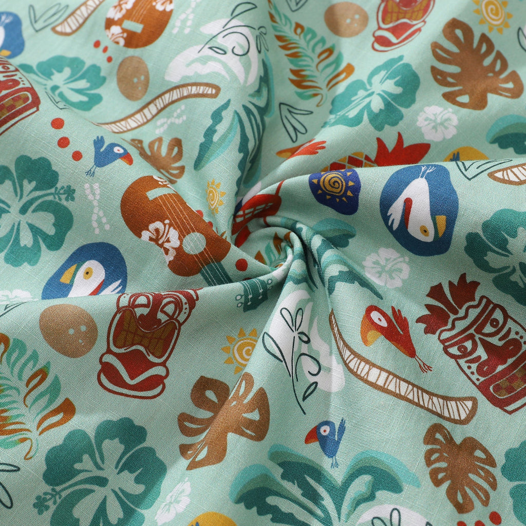 Hawaiian Shirt For Men TIKI Fiesta Print Shirt Camp Collar 100% Cotton By Sherry