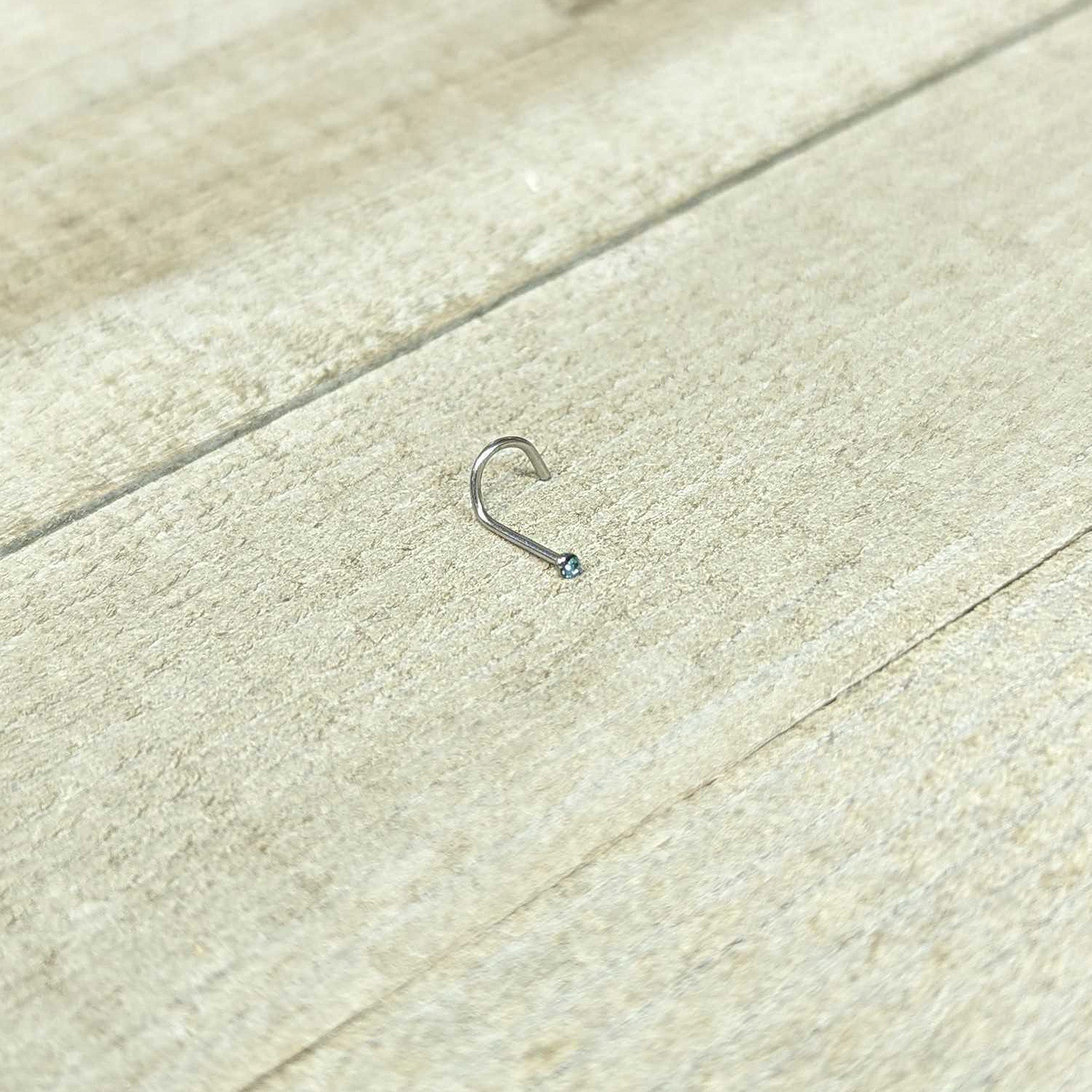 Aqua Gem MICRO Nose Ring Twister
