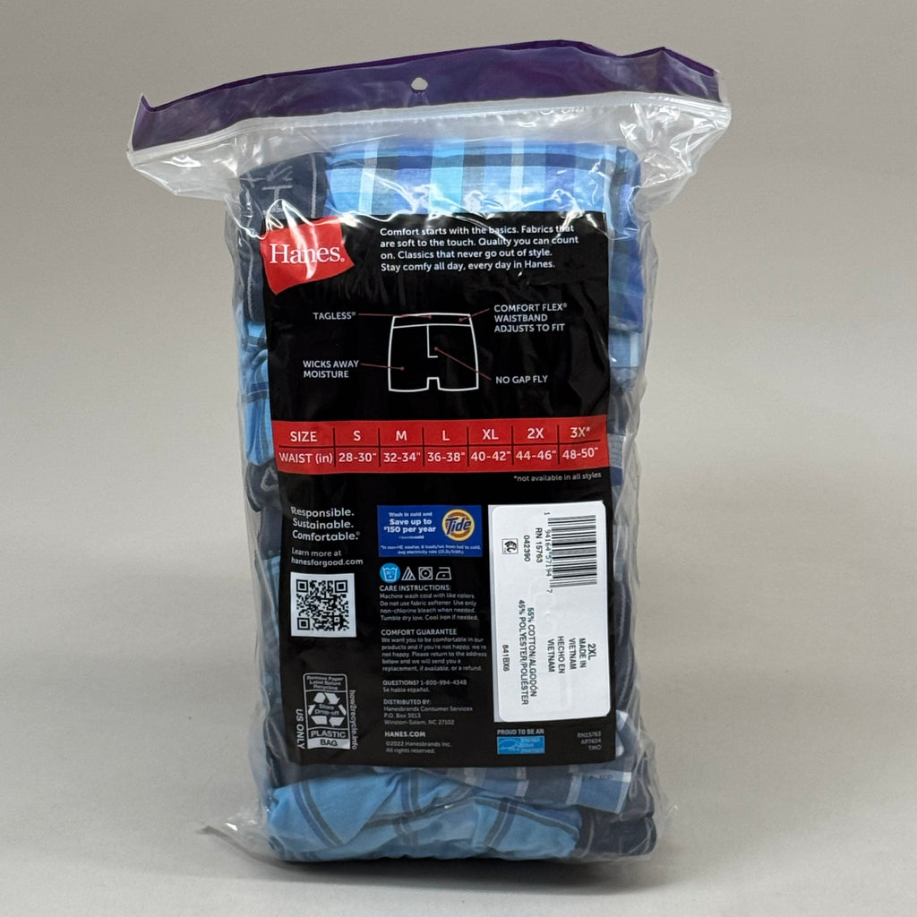 HANES (6 PACK!) Men's Cool Comfort Boxer Briefs Sz 2XL 44-46" Blue/Navy Blue RN15763