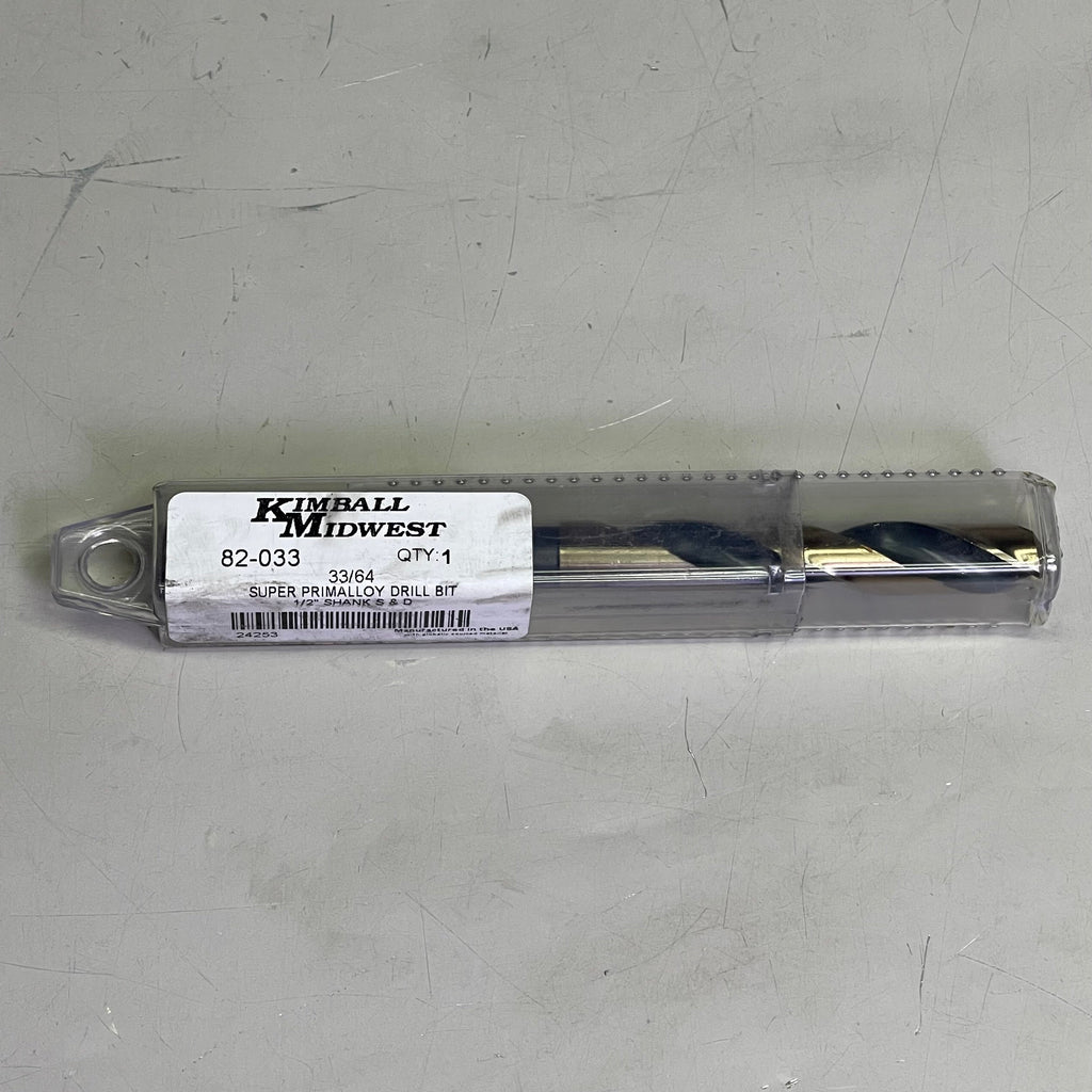 KIMBALL MIDWEST Super Primalloy Reduced Shank S&D Drill Bit 33/64"Dia x 6"L