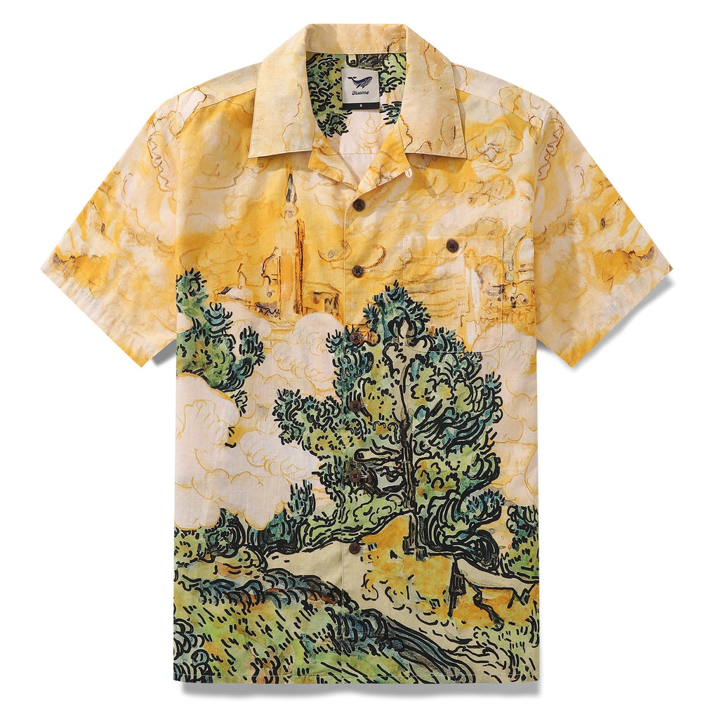 Hawaiian Shirt For Men 1950s Vintage Nature's Canvas Shirt Camp Collar 100% Cotton By Sylvia
