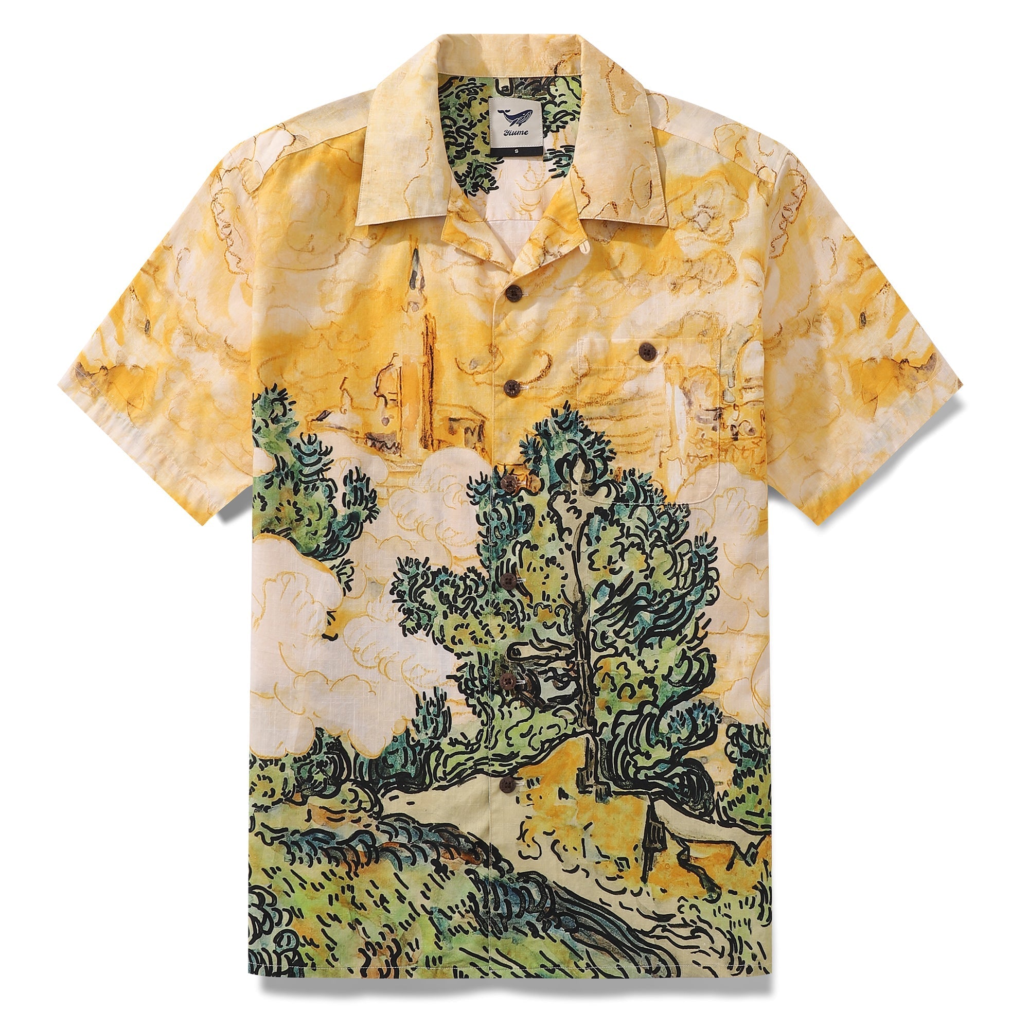 Hawaiian Shirt For Men 1950s Vintage Nature's Canvas Shirt Camp Collar 100% Cotton By Sylvia