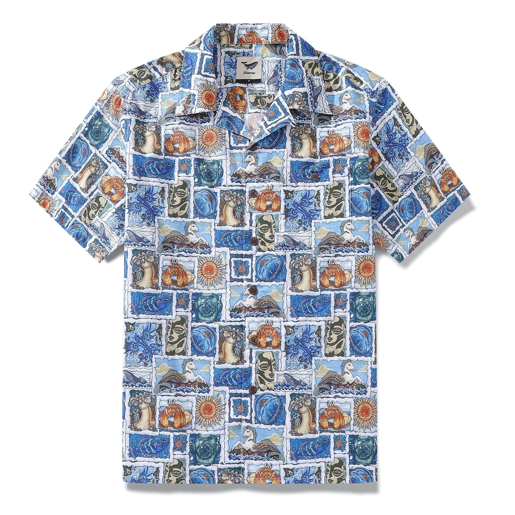 Hawaiian Shirt For Men 1940s Vintage Shirt Camp Collar 100% Cotton By Sun