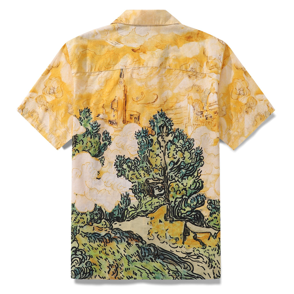Hawaiian Shirt For Men 1950s Vintage Nature's Canvas Shirt Camp Collar 100% Cotton By Sylvia