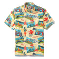 Men's Hawaiian Shirt Heritage Railway Scotland Print 1940s Vintage Short Sleeve Aloha Shirt By Vyoma Soni