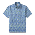 Blue Hand Painted Specimen Print 100% Cotton Button-down Shirt By Amy