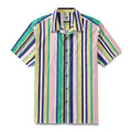 Hawaiian Shirt For Men Rainbow Stripe Shirt Camp Collar 100% Cotton By Amy