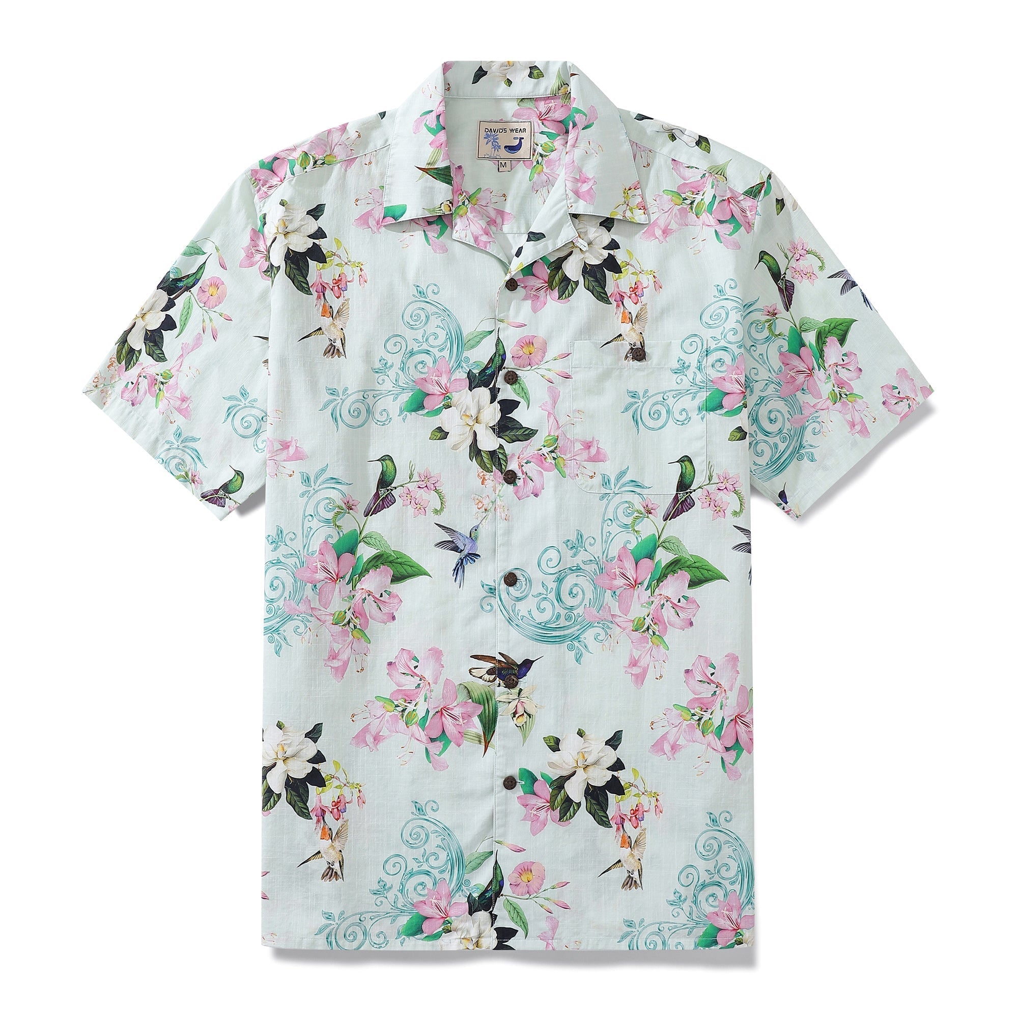 Hawaiian Shirts For Men Hummingbird Print Shirt 100% Cotton By Amy