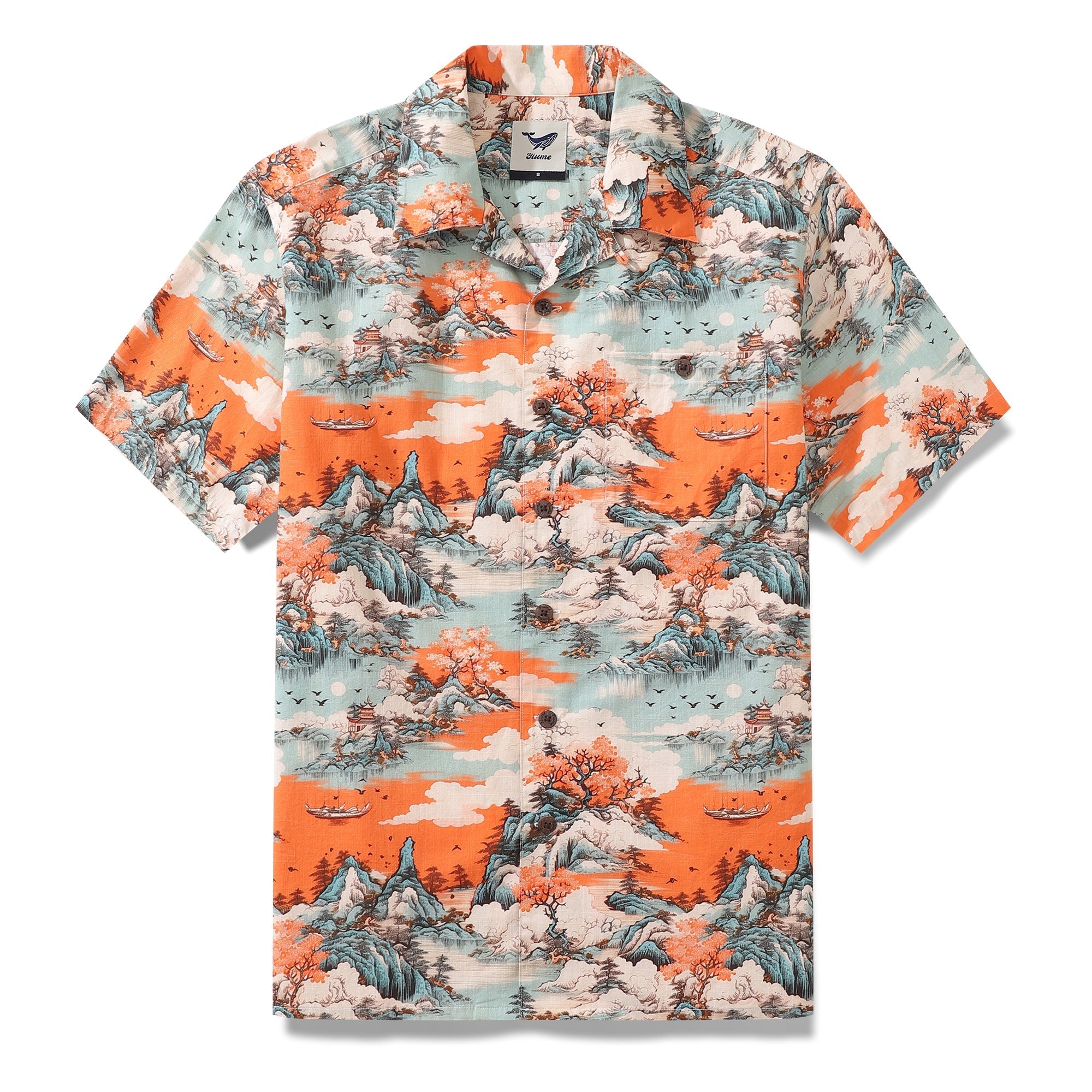 Hawaiian Shirt For Men 1950s Vintage Nature's Majesty Shirt Camp Collar 100% Cotton By Amy