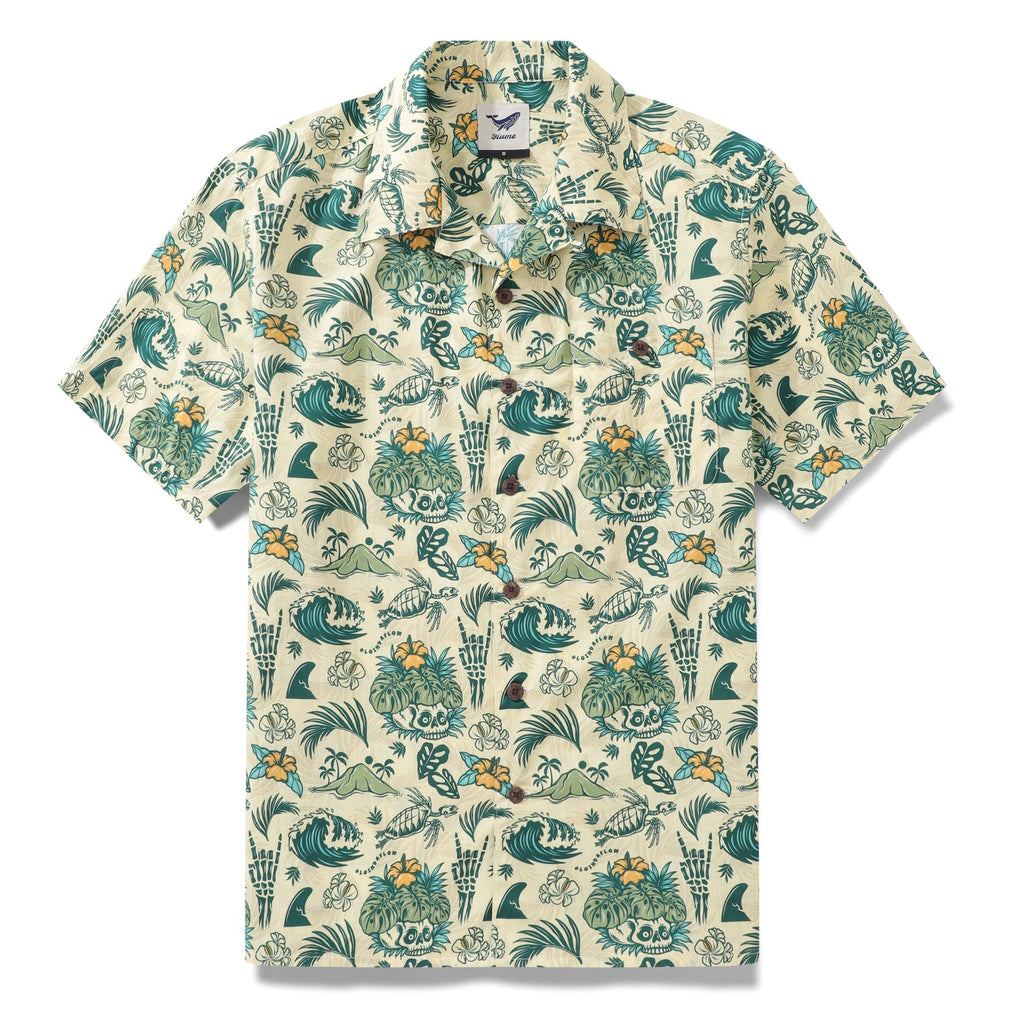 Men's Hawaiian Shirt Tropical Surf Punk Pattern By Laihha Organna Cotton Camp collar Short Sleeve Aloha Shirt