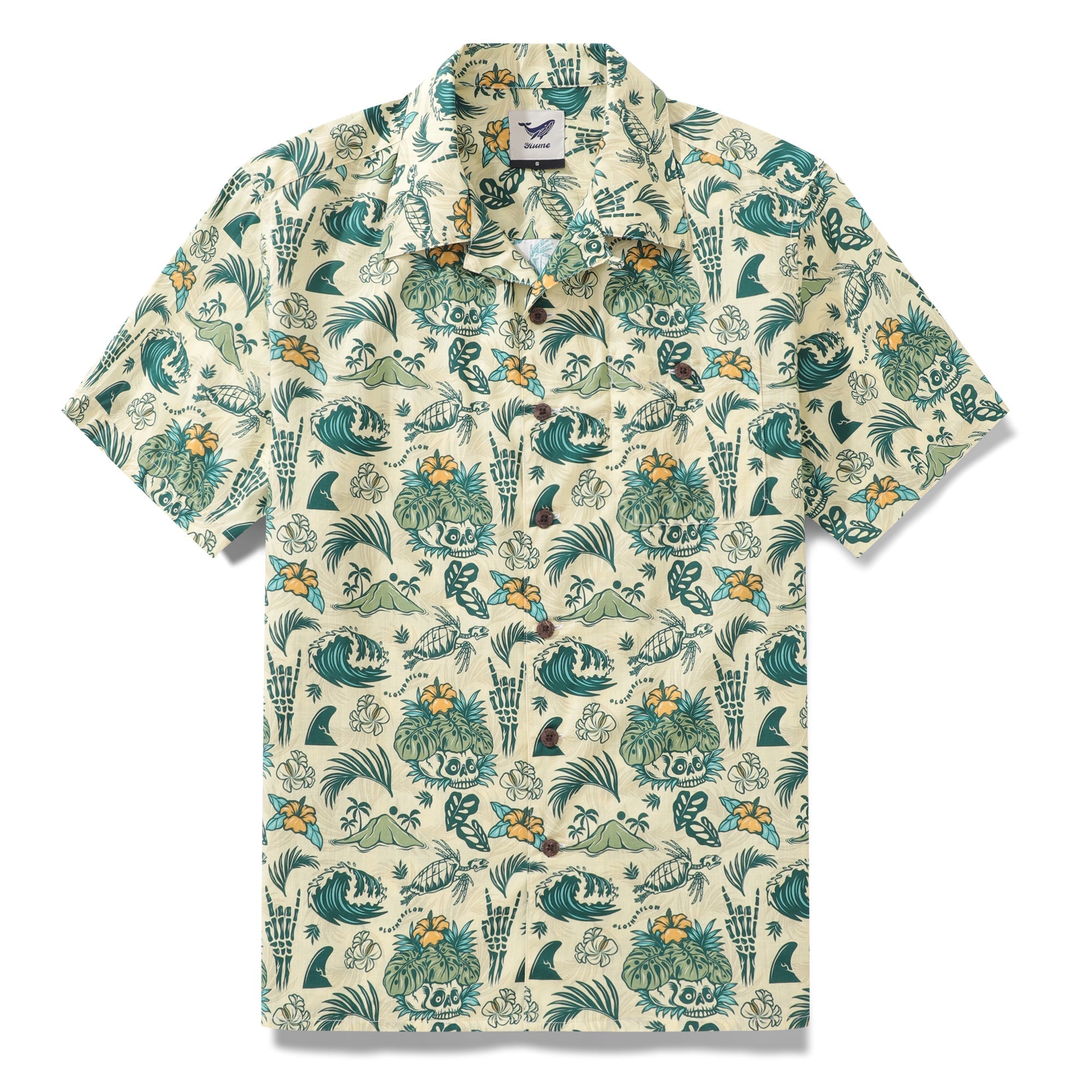Men's Hawaiian Shirt Tropical Surf Punk Pattern By Laihha Organna Cotton Camp collar Short Sleeve Aloha Shirt