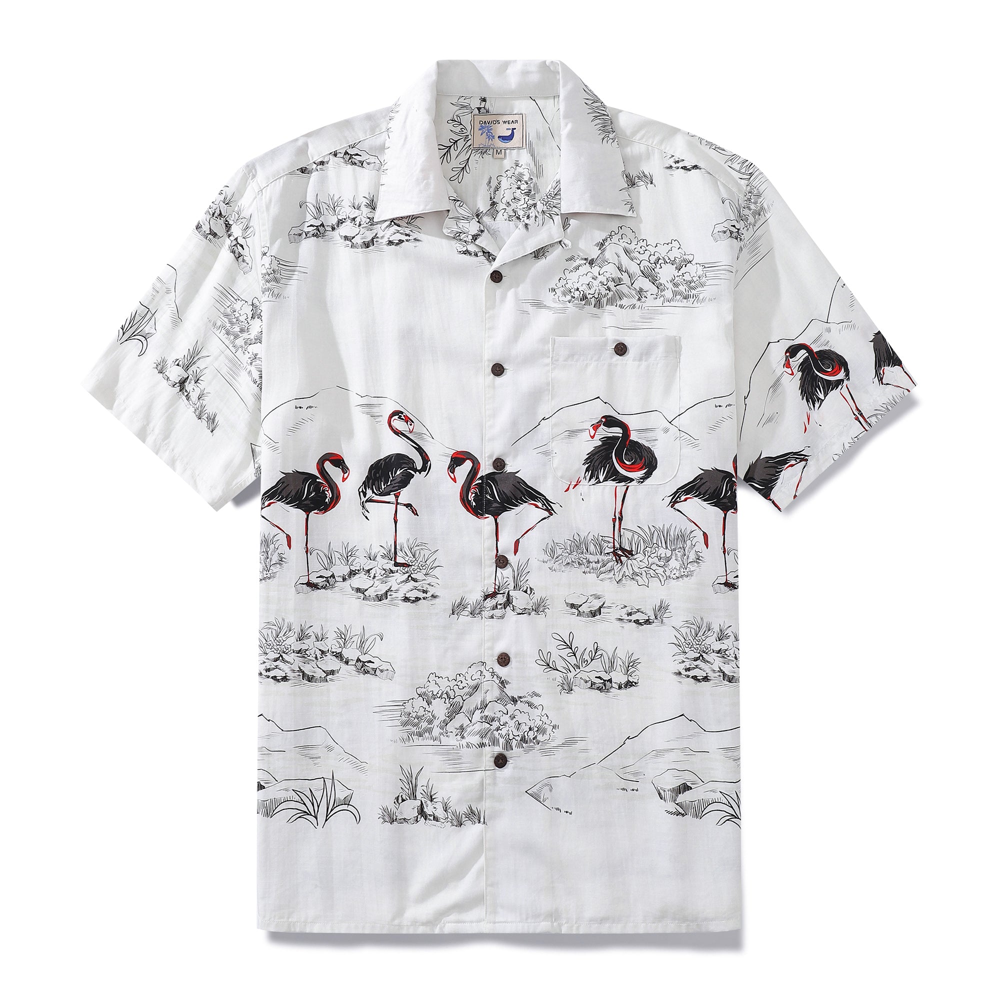 Hawaiian Shirts For Men 1950s Vintage Flamingo Print Short Sleeve Aloha Shirt By Sylvia