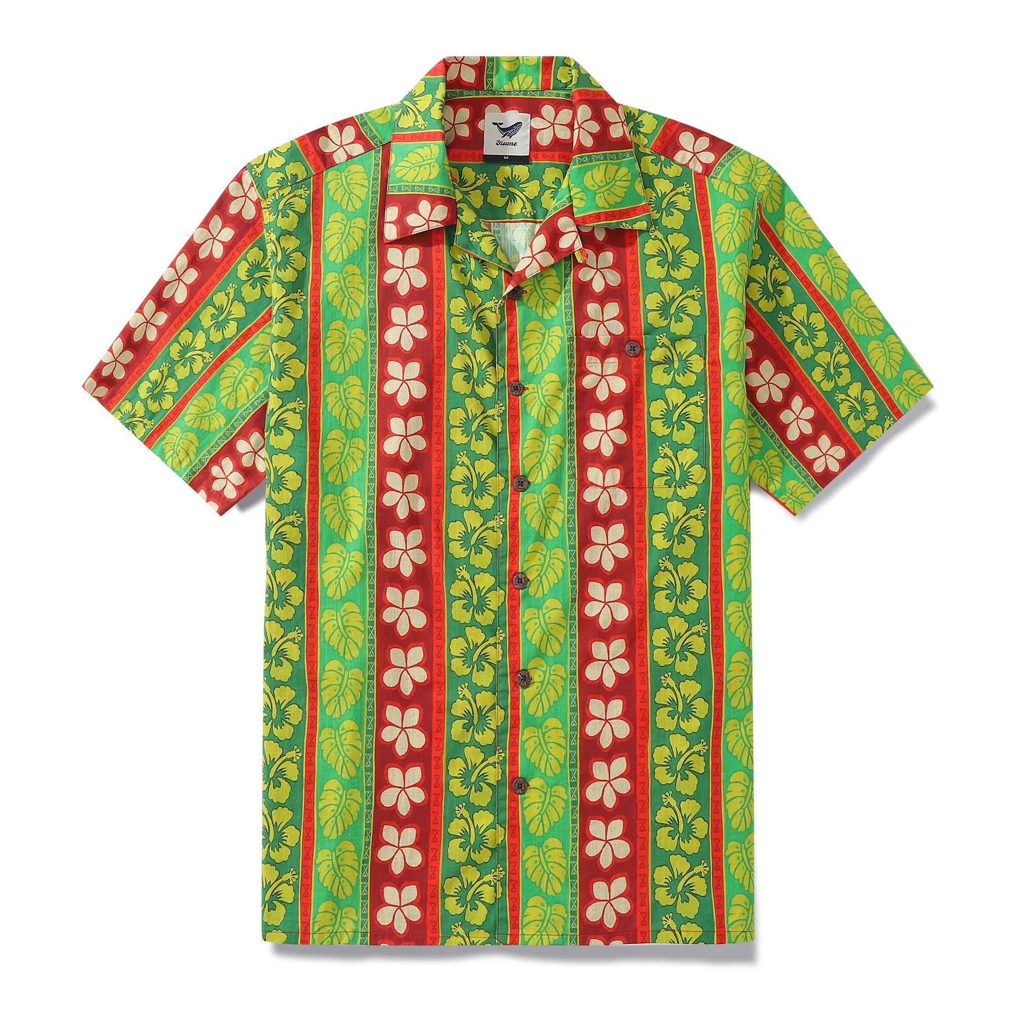 Hawaiian Shirt For Men Vertical Garden Shirt Camp Collar 100% Cotton By Amy