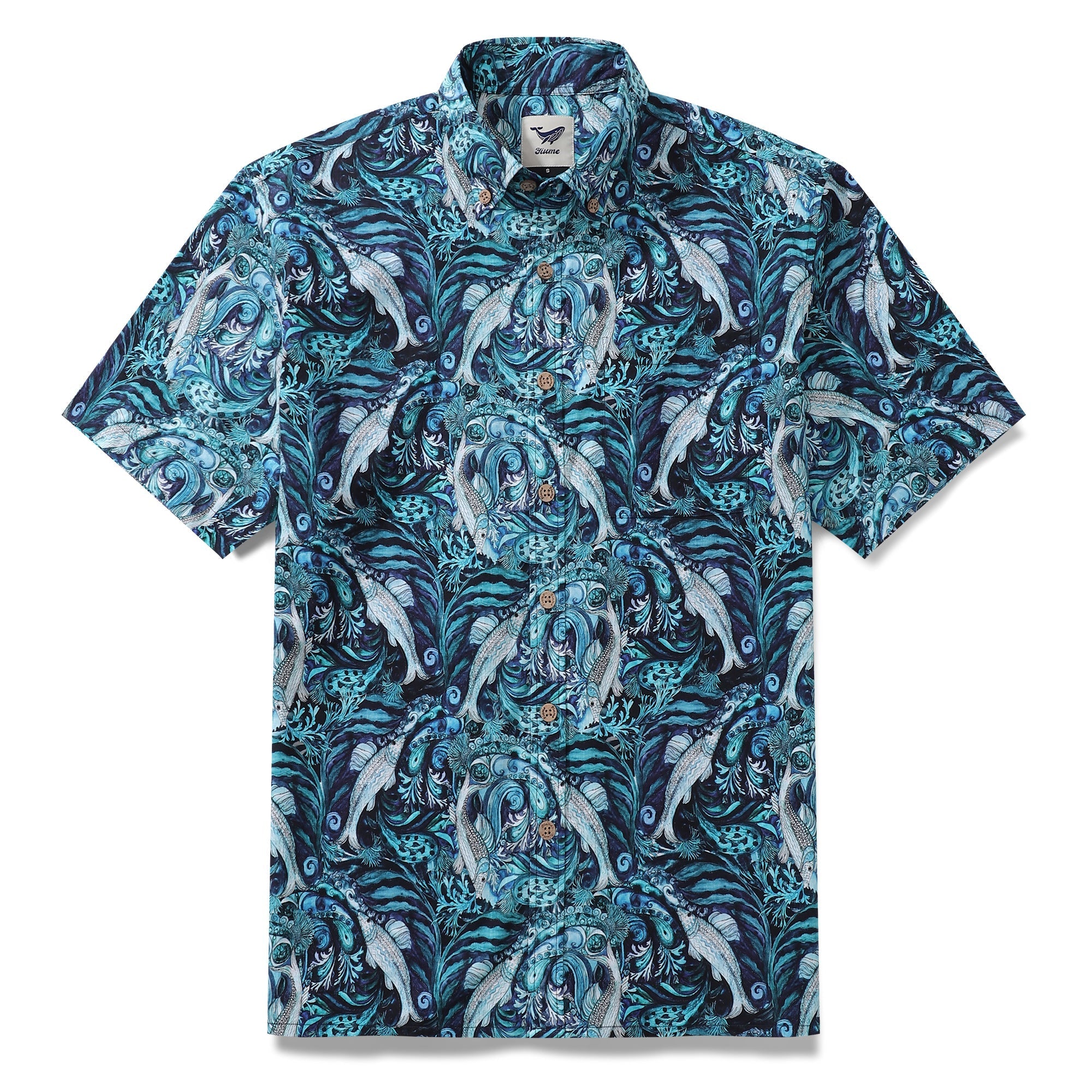 Men's Hawaiian Shirt Island Aloha Shirt Cotton Button-down Short Sleeve Shirt By Alice Brown