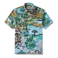 Men's Hawaiian Shirt 1950s Vintage Map Print Cotton Button-down Short Sleeve Aloha Shirt By Sylvia