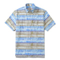 Men's Horizontal Stripe Shirt Blue Waves Print Casual Short Sleeve Button Down By Sylvia
