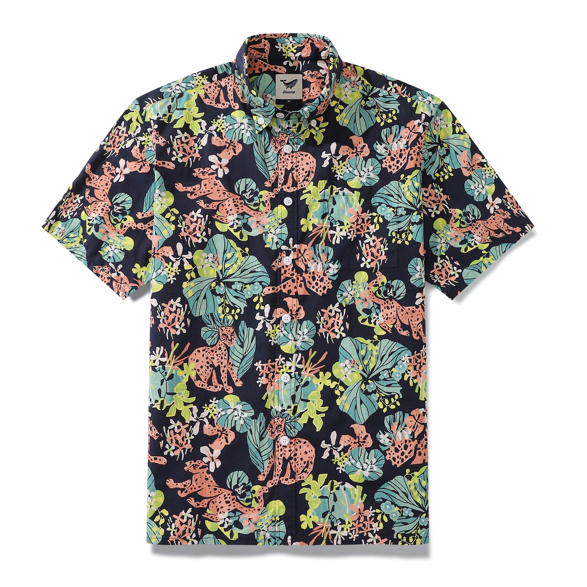 Men's Hawaiian Shirt Tropical Rainforest Print Cotton Button-down Short Sleeve Aloha Shirt By Evan
