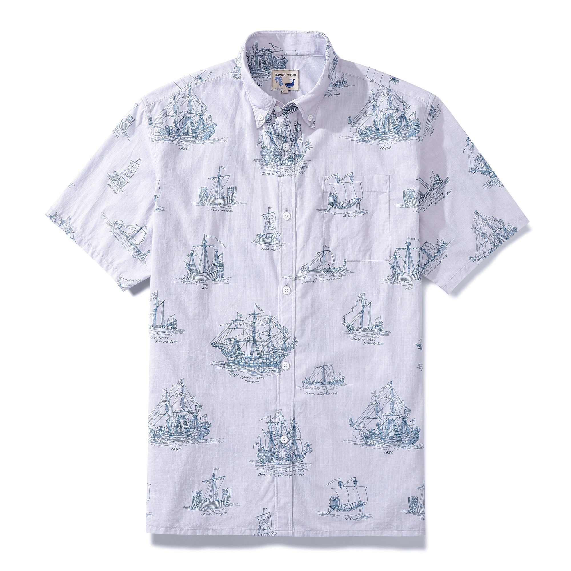 Hawaiian Shirt For Men Ship And Boat Drawing Short Sleeve Designer Shirt By Amy