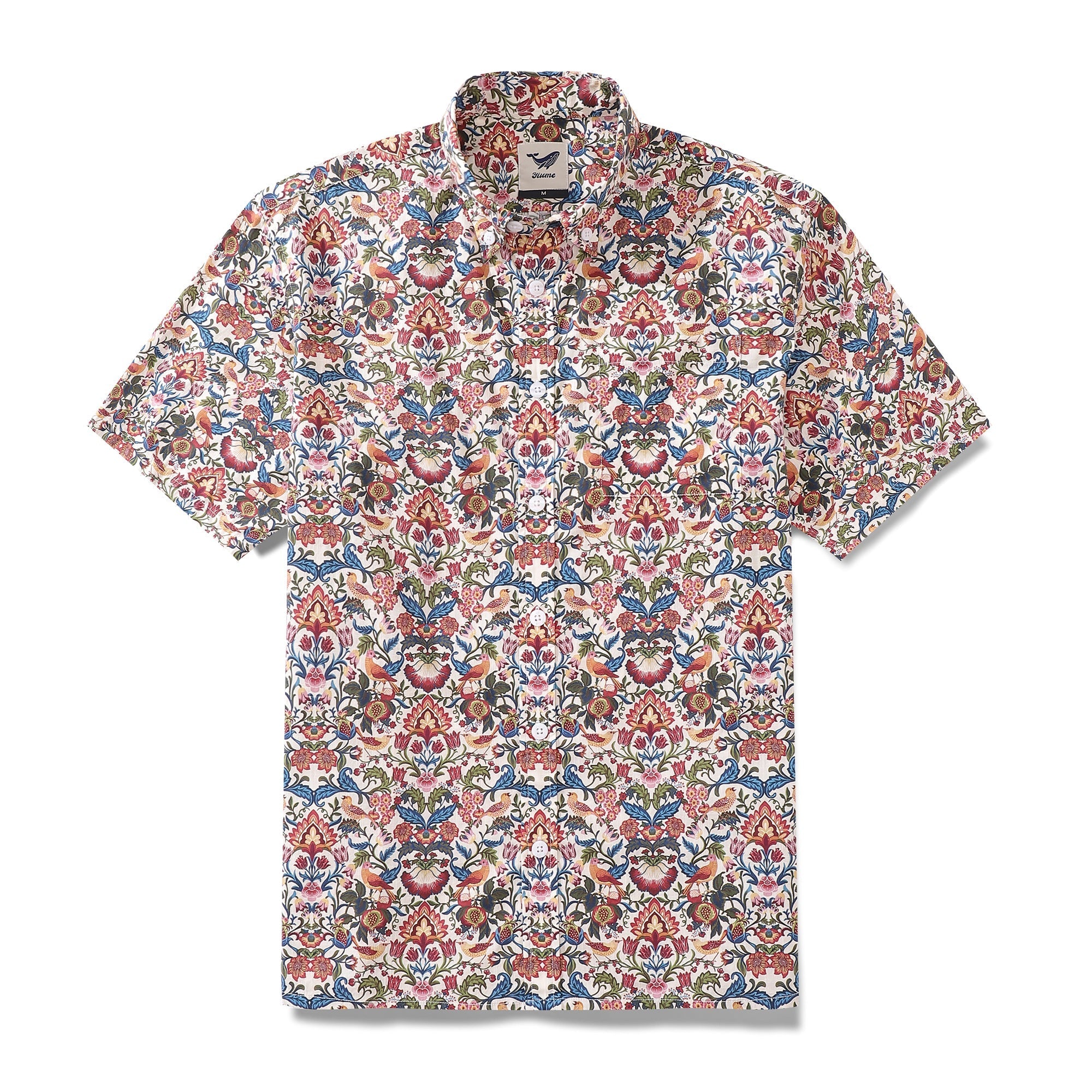 Men's Hawaiian Shirt Rural Charm Print Cotton Button-down Short Sleeve Aloha Shirt By Amy