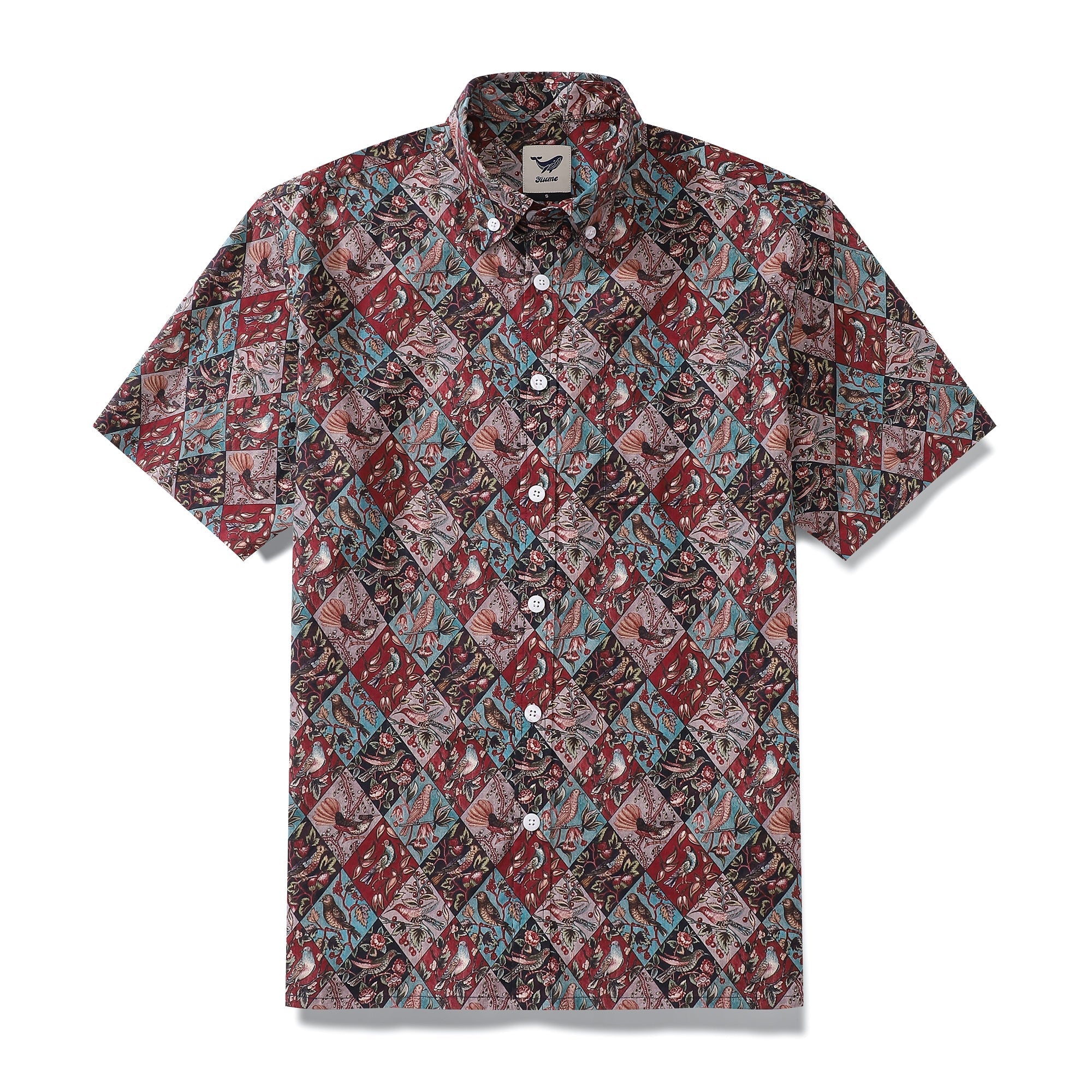 Men's Hawaiian Shirt Symphony of Birds Print Cotton Button-down Short Sleeve Aloha Shirt By Amy