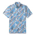 Hawaiian Shirt For Men Blue Short Sleeve Hawaii Hula Dance Print Designer Shirt By Amy